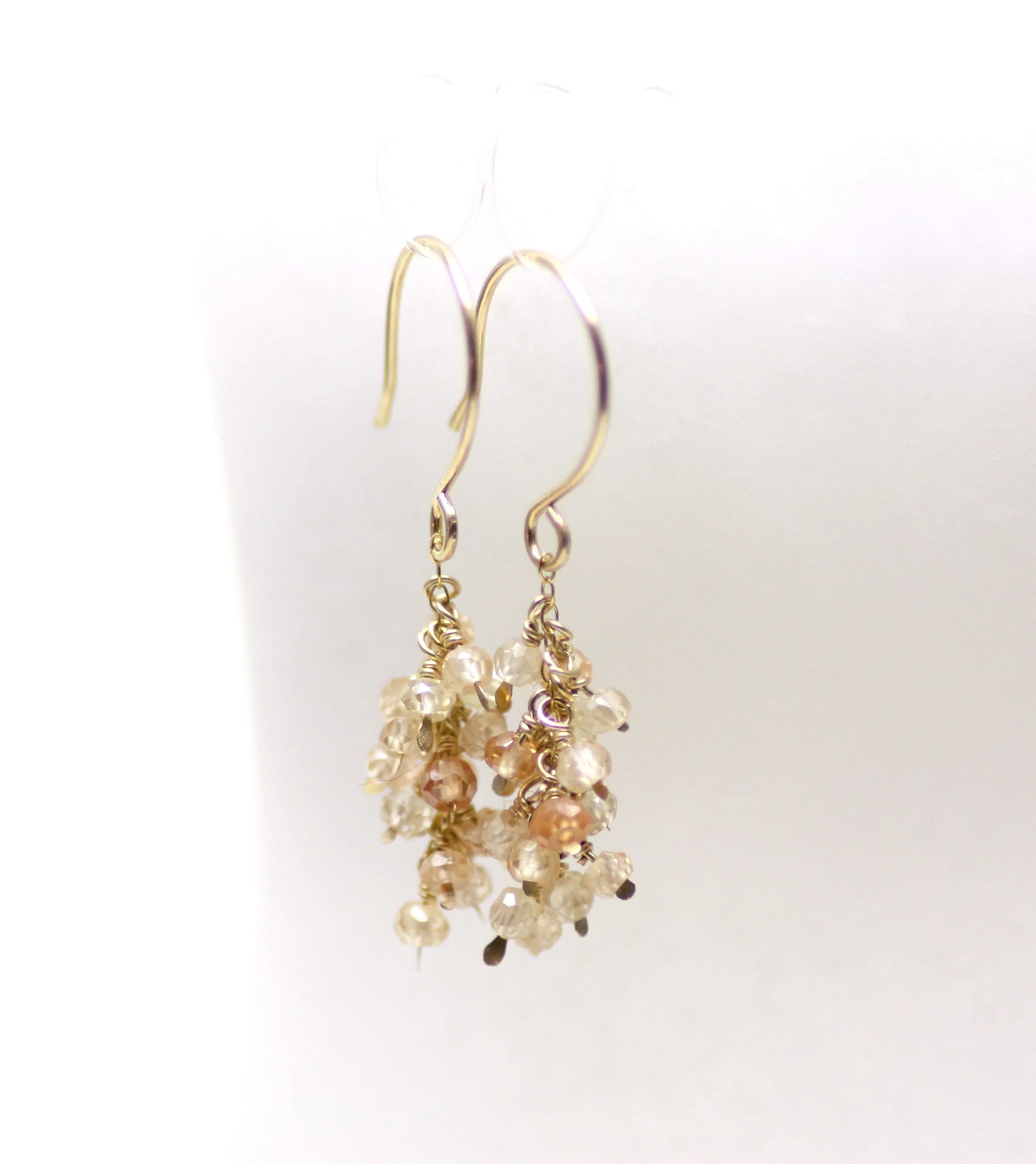 Peach Citrine Cluster Earrings