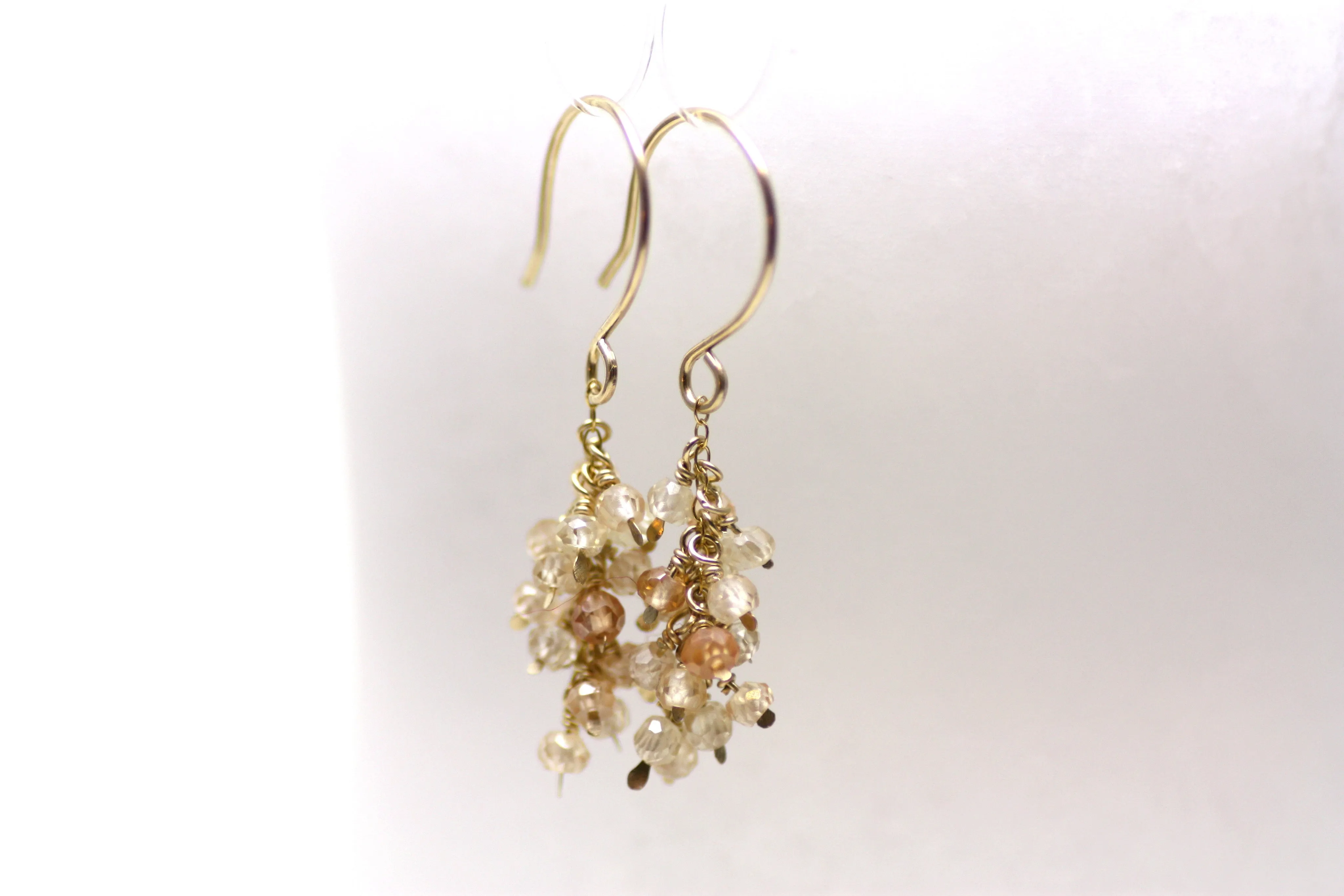 Peach Citrine Cluster Earrings