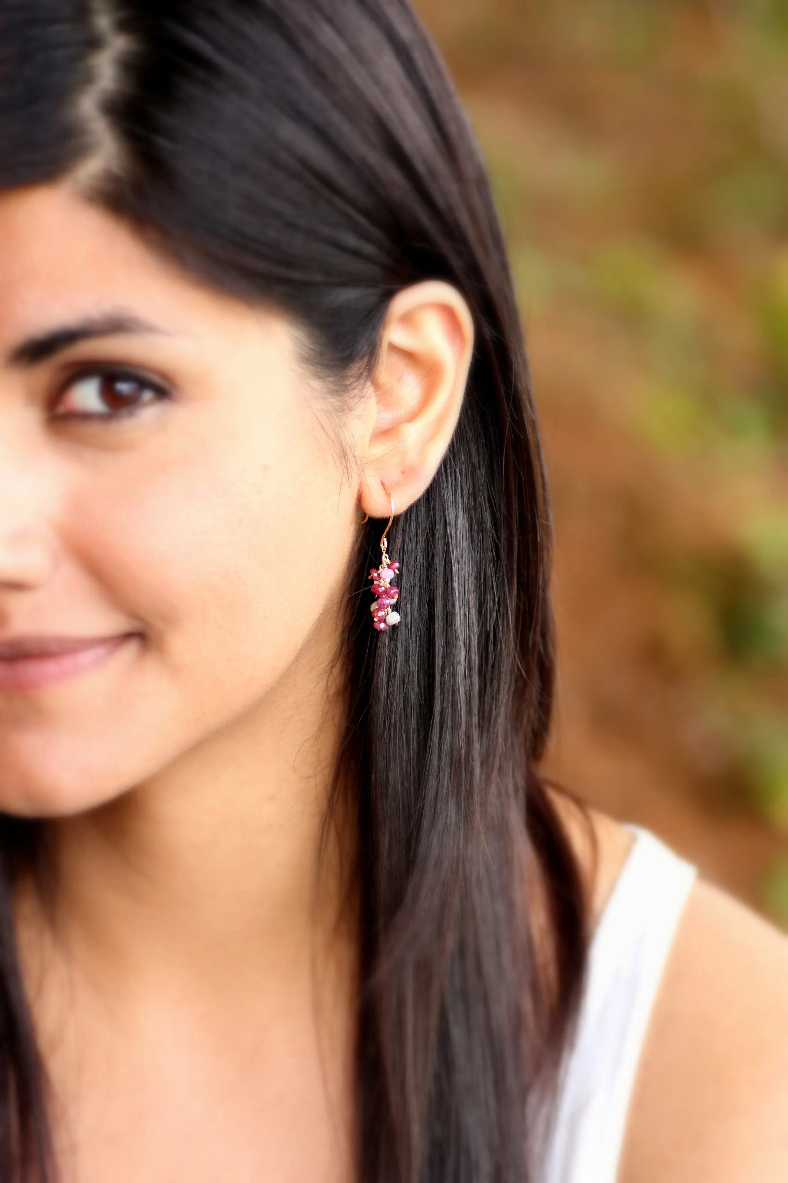 Peach Citrine Cluster Earrings