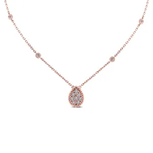 Pear Drop Mini Pendant Necklace (0.55 ct Diamonds) in Rose Gold