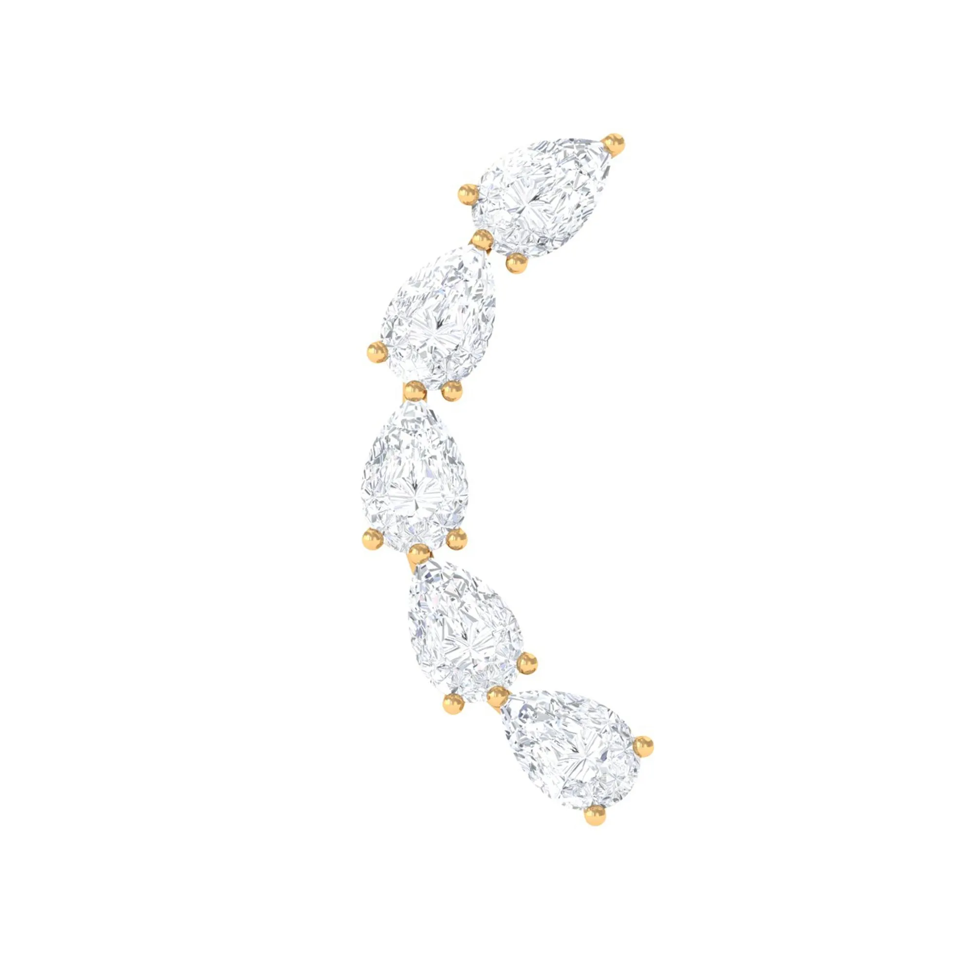Pear Shape Diamond Crawler Earring for Cartilage Piercing