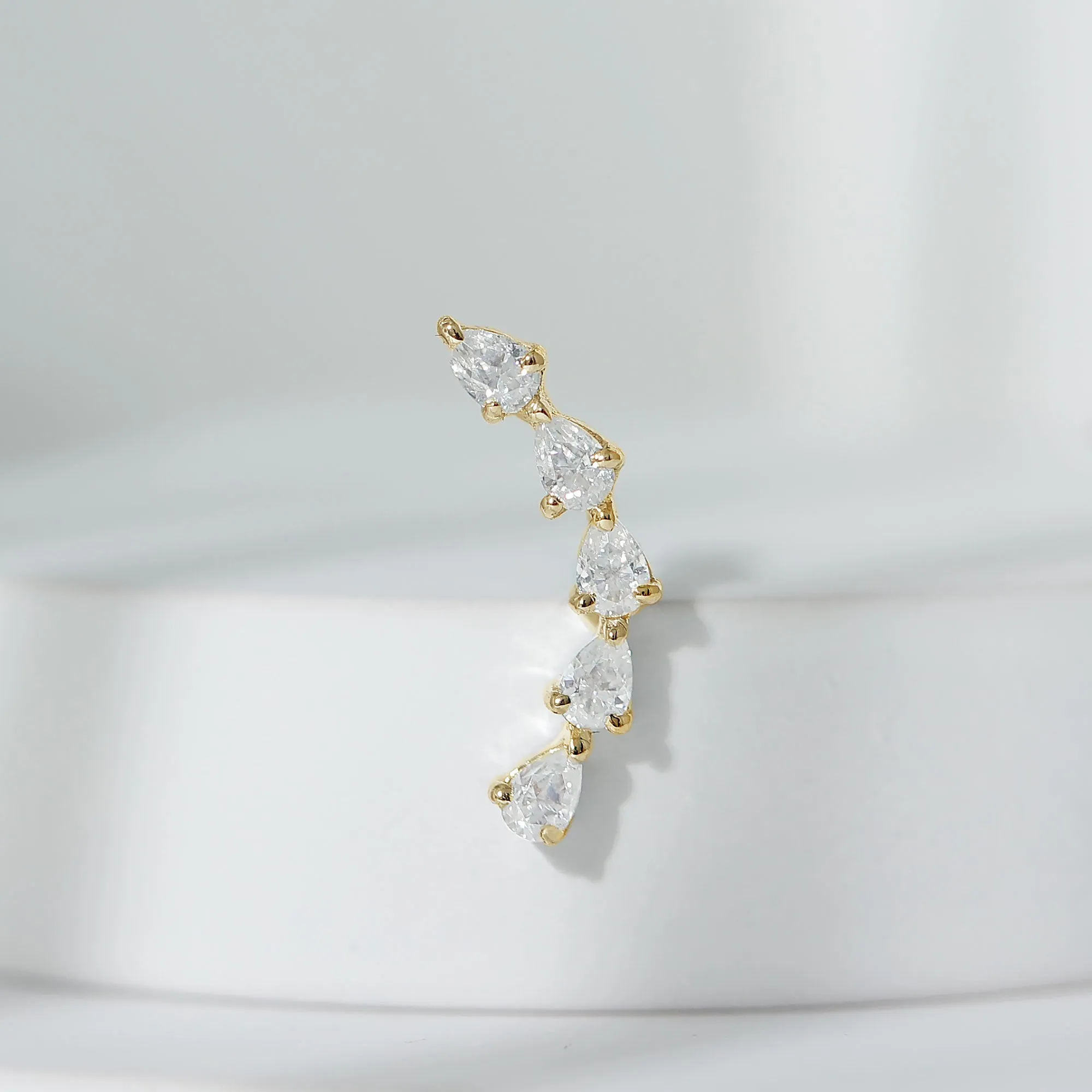 Pear Shape Diamond Crawler Earring for Cartilage Piercing