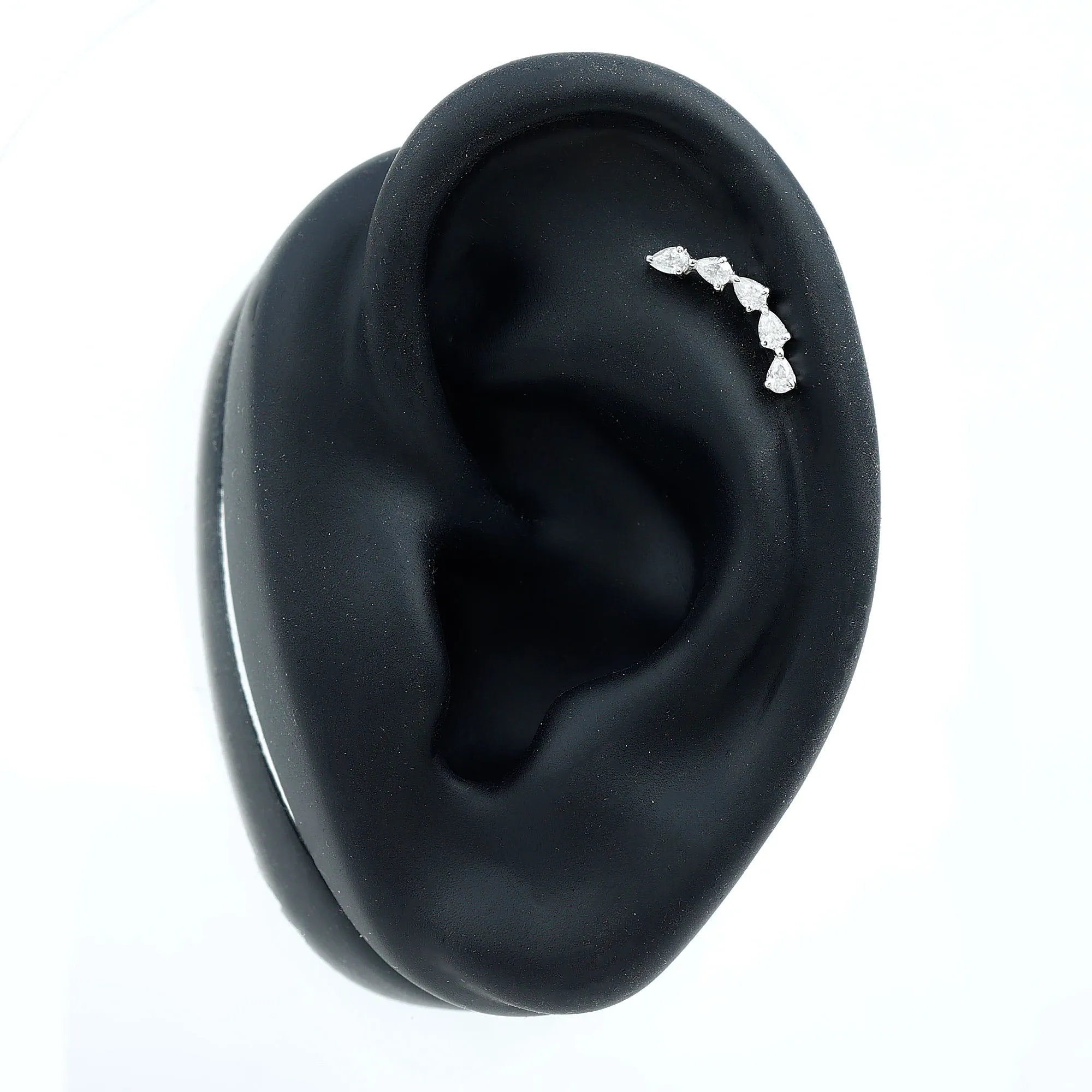 Pear Shape Diamond Crawler Earring for Cartilage Piercing