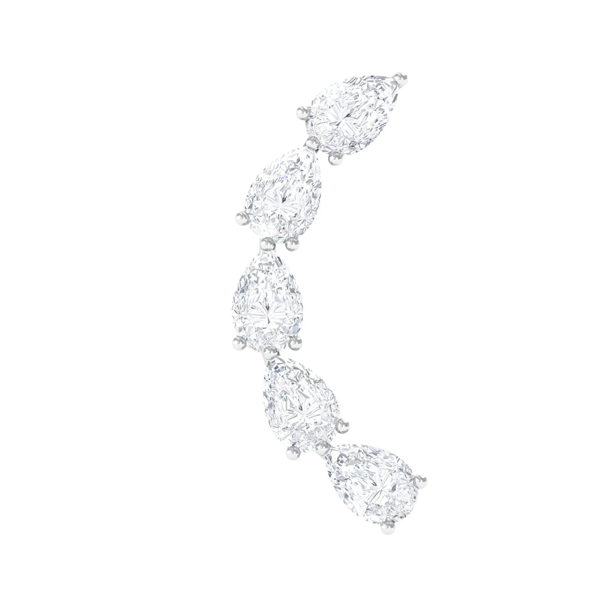 Pear Shape Diamond Crawler Earring for Cartilage Piercing