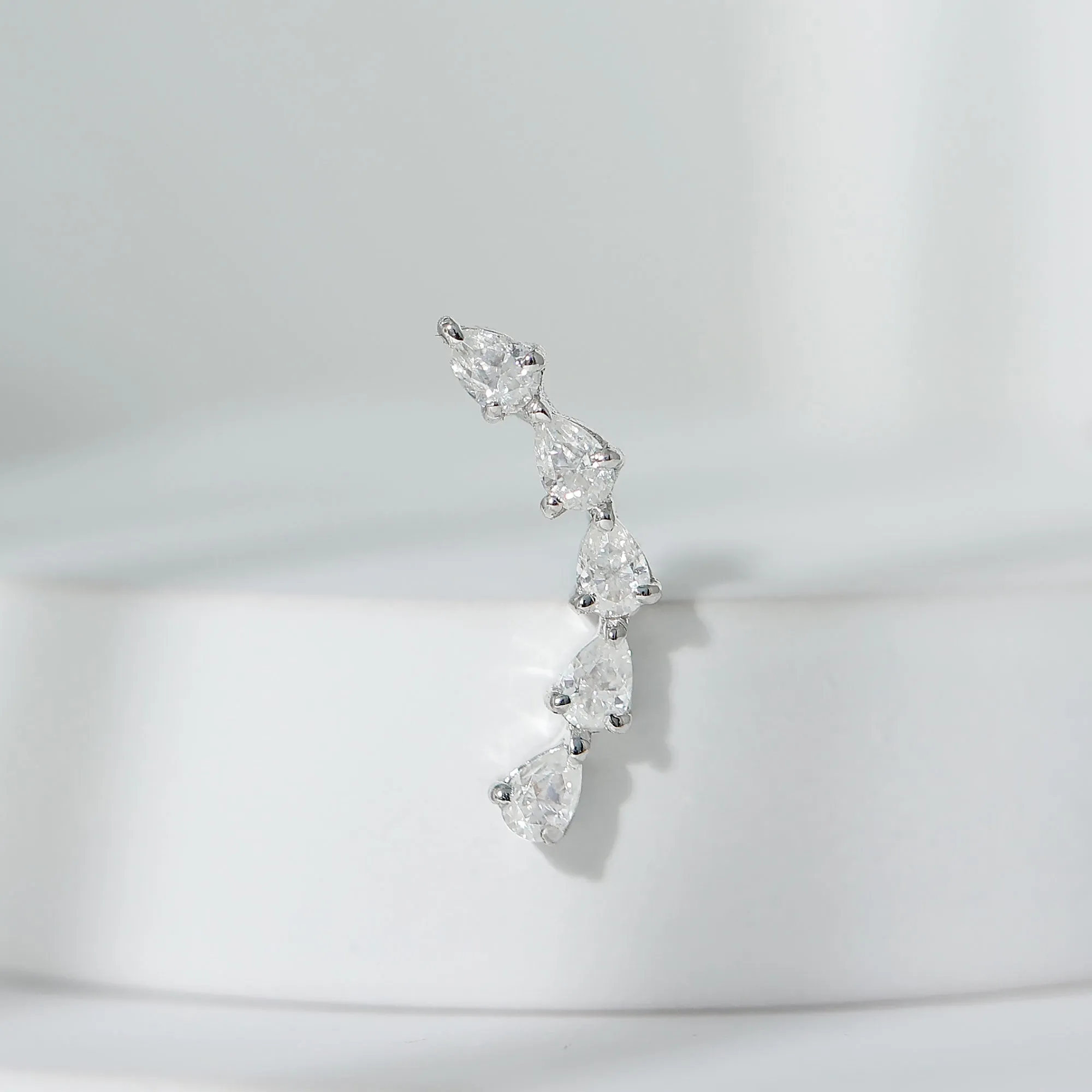 Pear Shape Diamond Crawler Earring for Cartilage Piercing