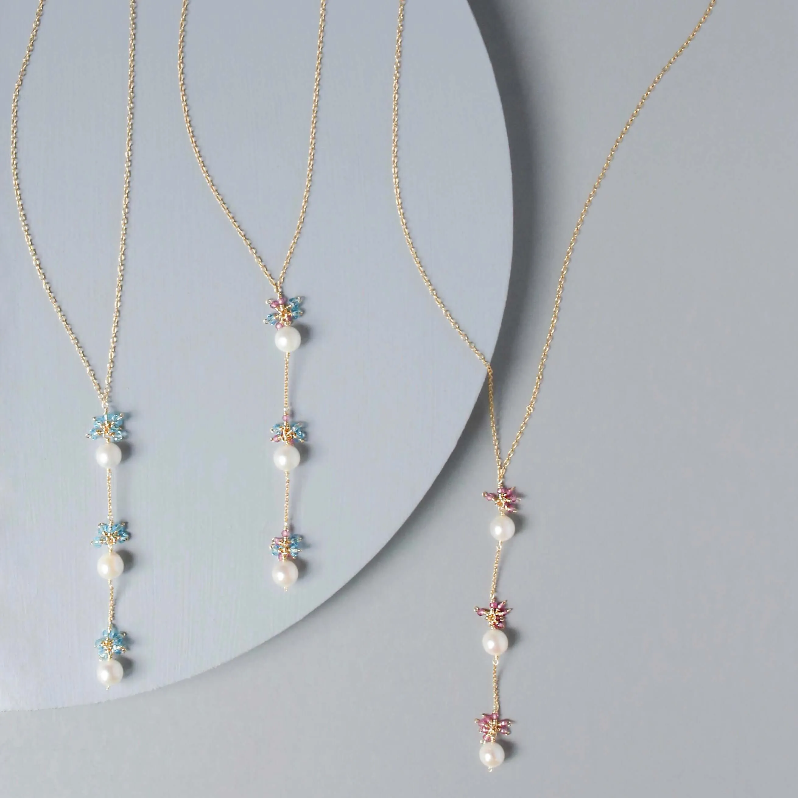 Pearl and Aquamarine Quartz Necklace