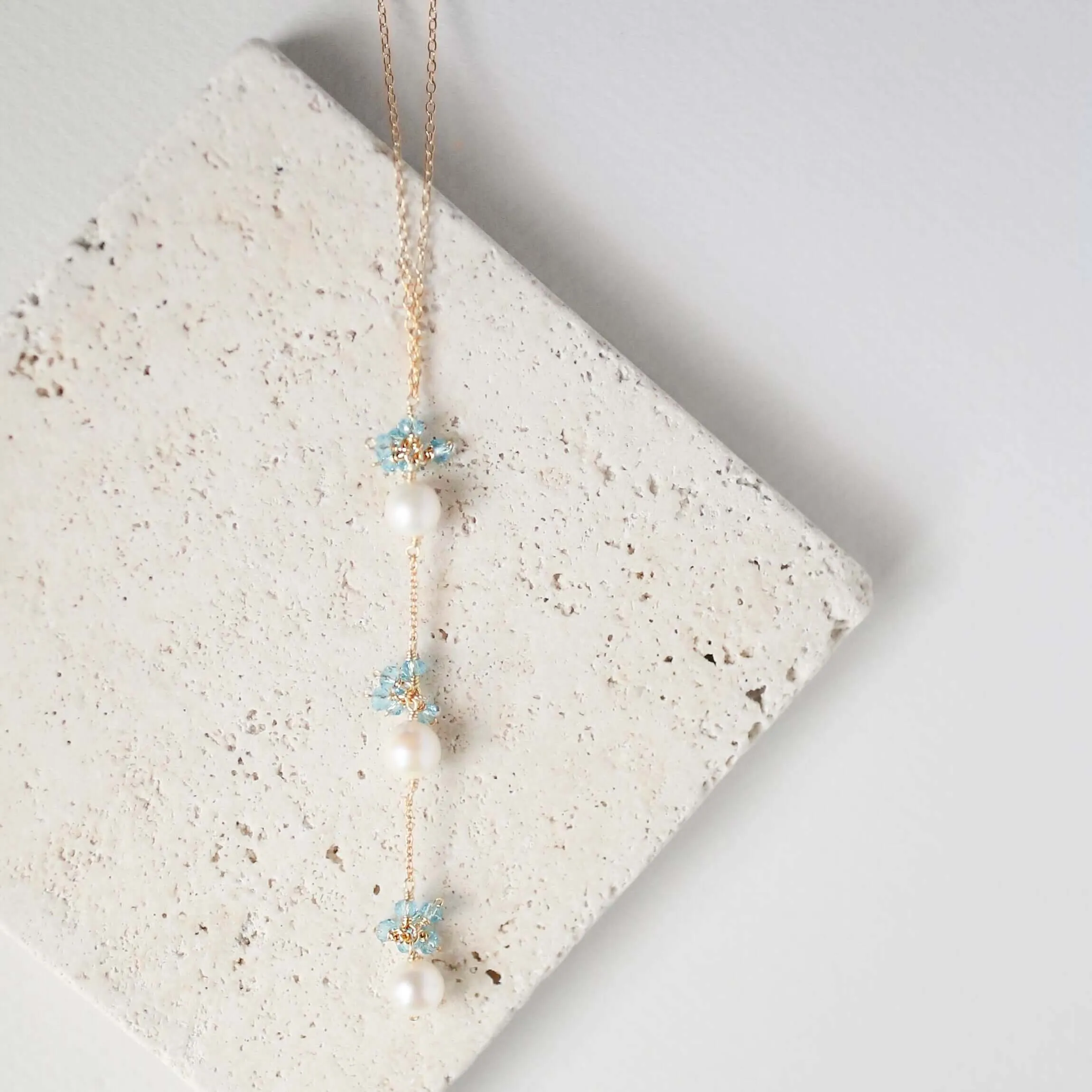 Pearl and Aquamarine Quartz Necklace