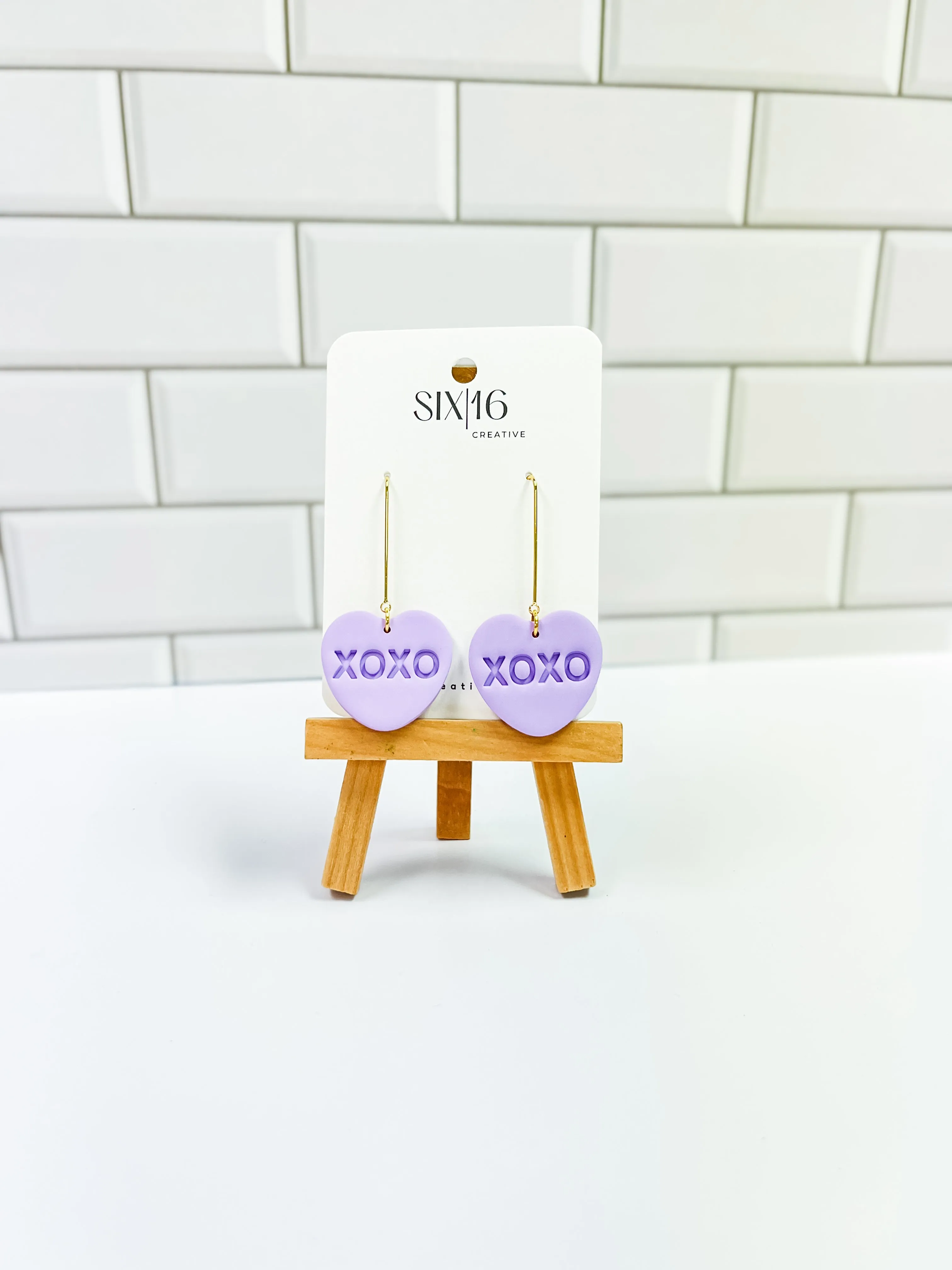 Purple Conversation Heart Clay Earrings