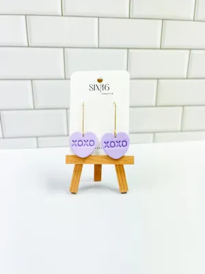 Purple Conversation Heart Clay Earrings