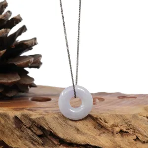 RealJade Co.® "Good Luck Button" Necklace Lavender Jadeite Jade Pendant