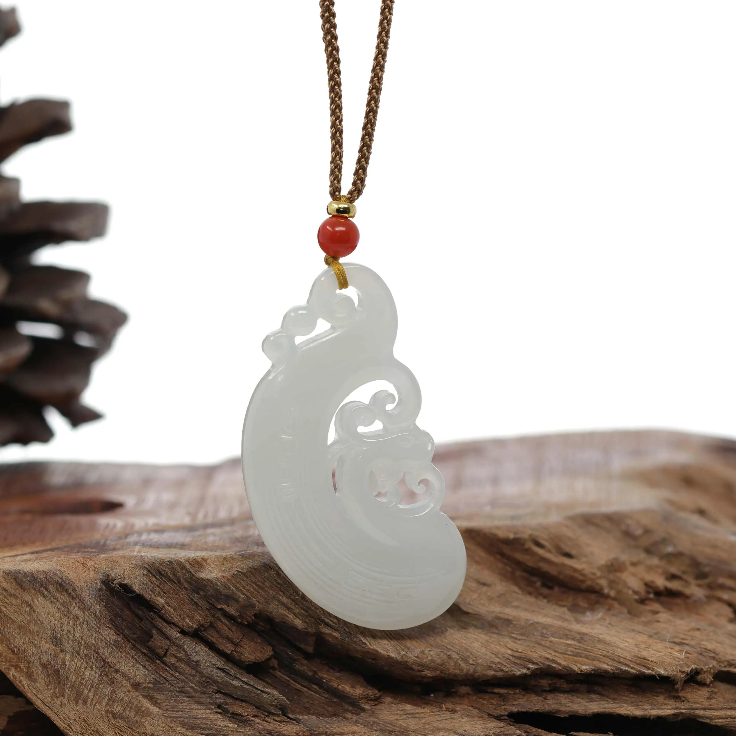 RealJade® "Classic Dragon & Phoenix" Genuine HeTian White Nephrite Jade LongFeng Pendant Necklace