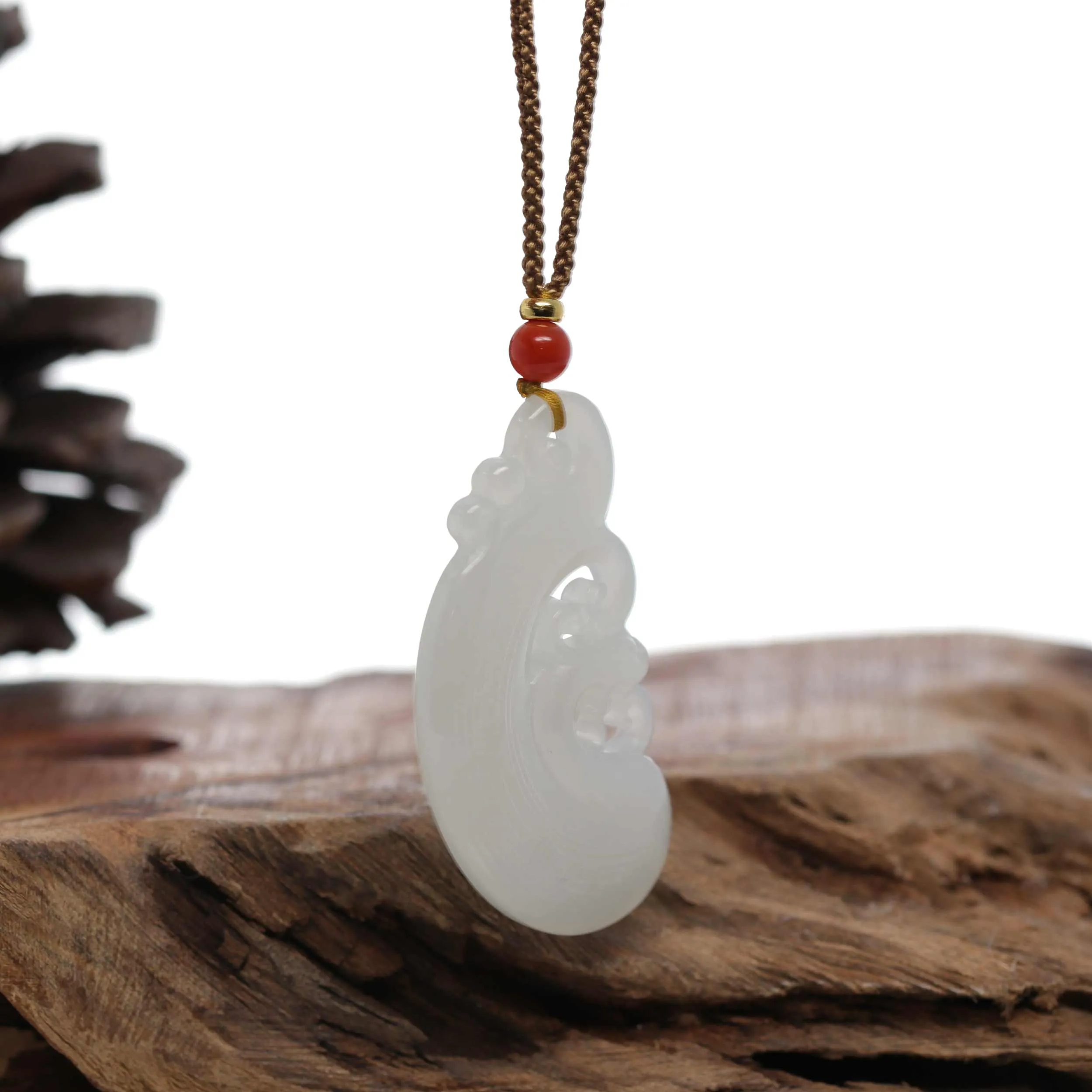 RealJade® "Classic Dragon & Phoenix" Genuine HeTian White Nephrite Jade LongFeng Pendant Necklace