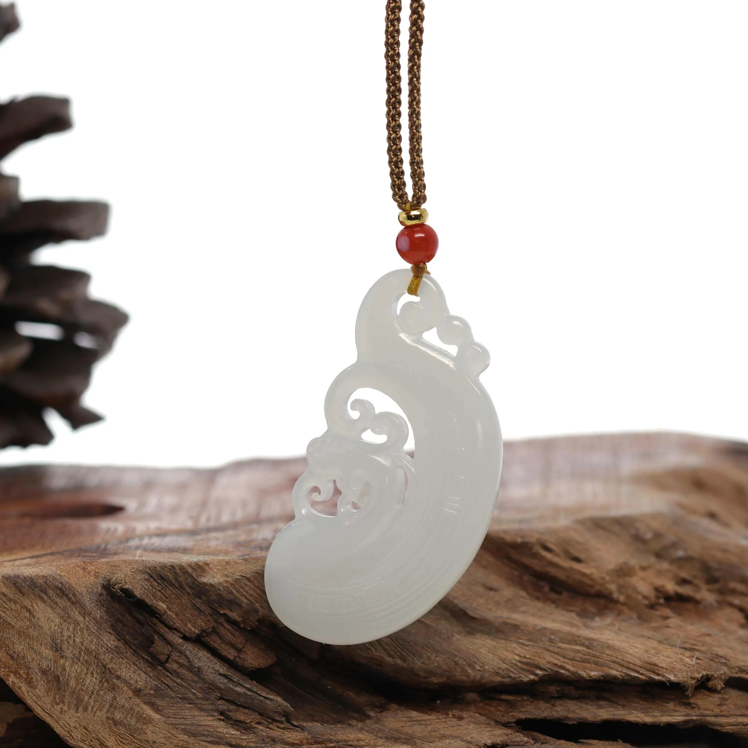 RealJade® "Classic Dragon & Phoenix" Genuine HeTian White Nephrite Jade LongFeng Pendant Necklace