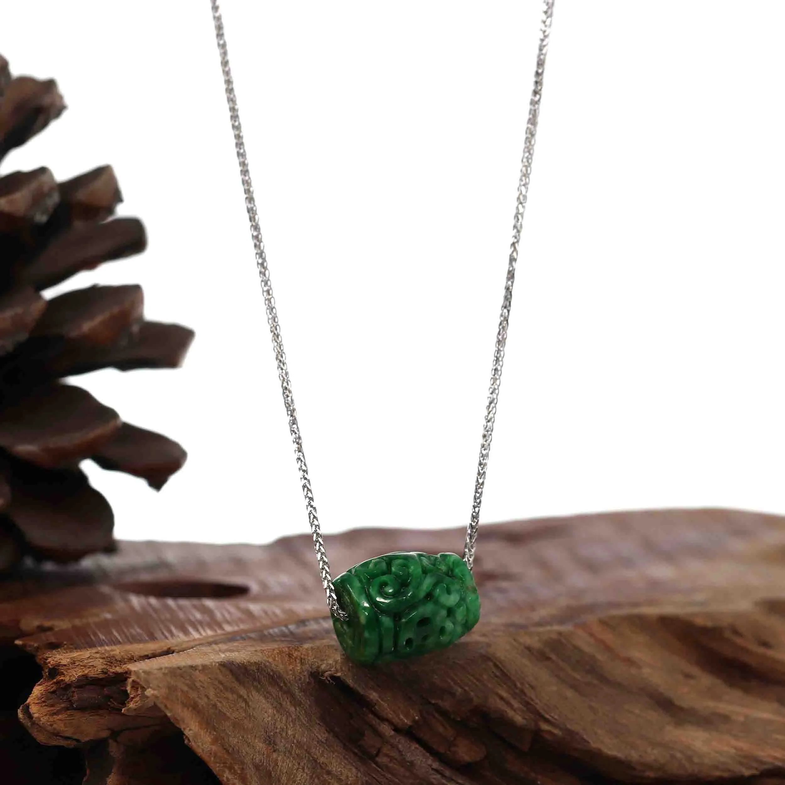 RealJade® "Good Luck Button" Necklace Green Jadeite Jade Lucky TongTong Pendant Necklace