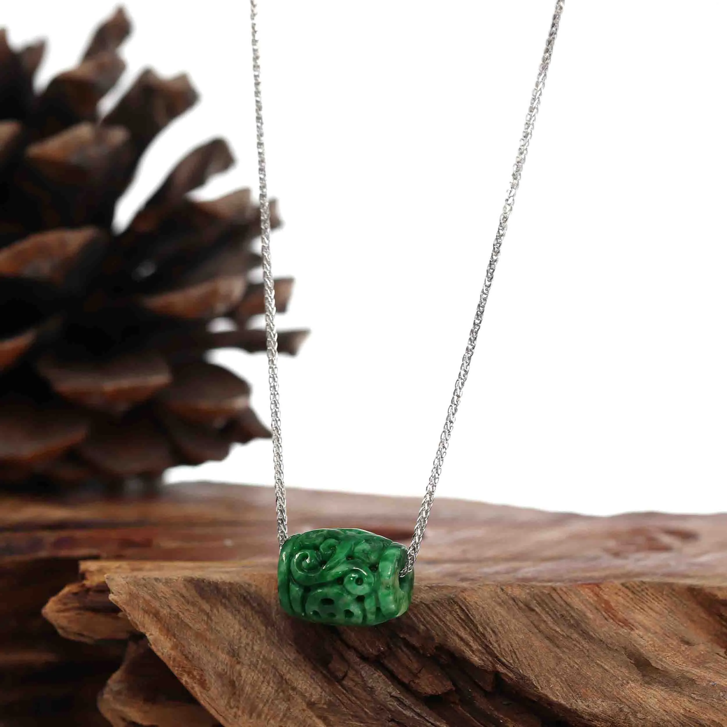 RealJade® "Good Luck Button" Necklace Green Jadeite Jade Lucky TongTong Pendant Necklace