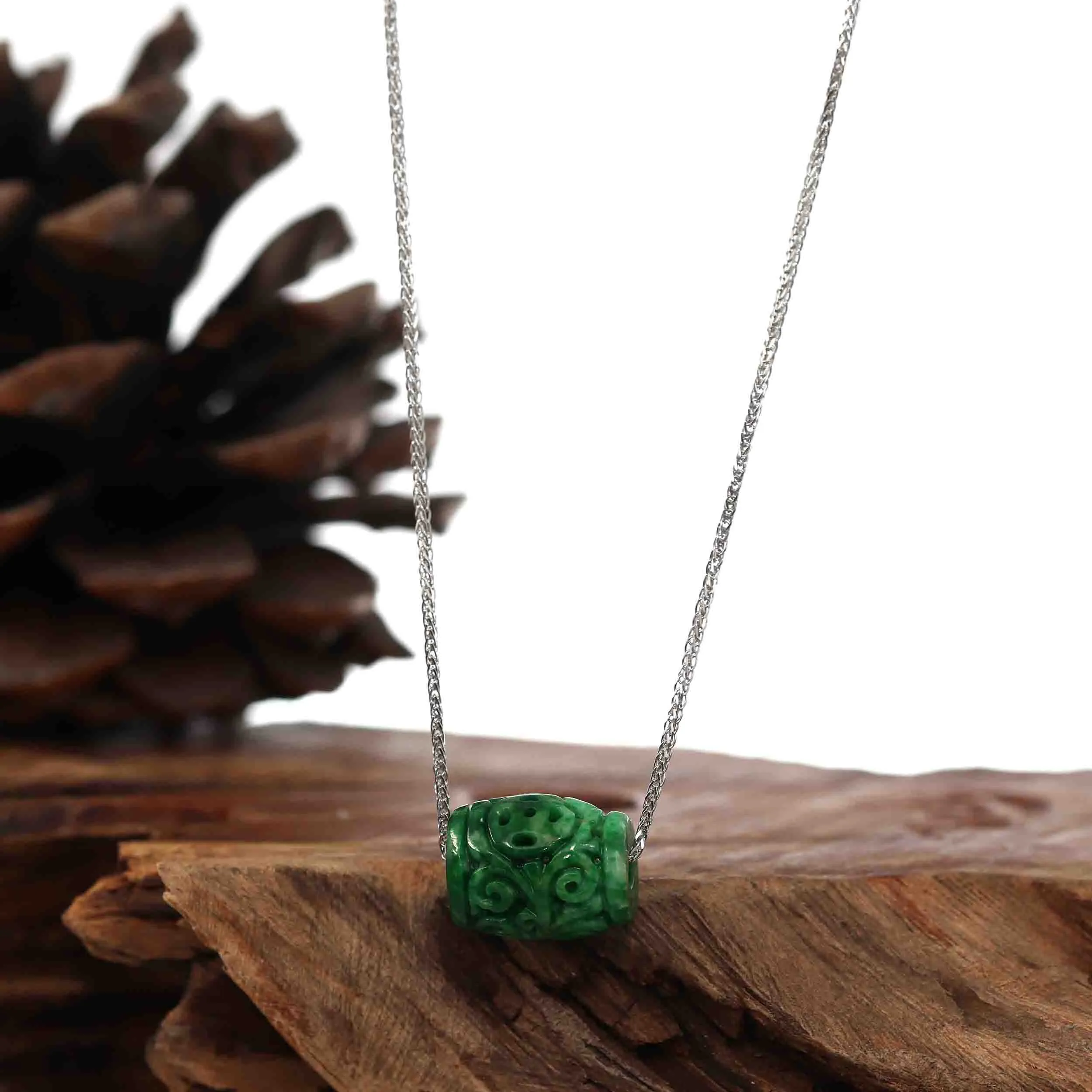 RealJade® "Good Luck Button" Necklace Green Jadeite Jade Lucky TongTong Pendant Necklace