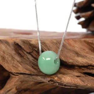 RealJade® "Good Luck Button" Necklace Real Green Jade Lucky TongTong Pendant Necklace