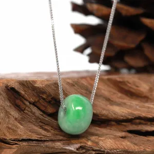 RealJade "Good Luck Button" Necklace Real Rich Green Jade Lucky KouKou Pendant Necklace