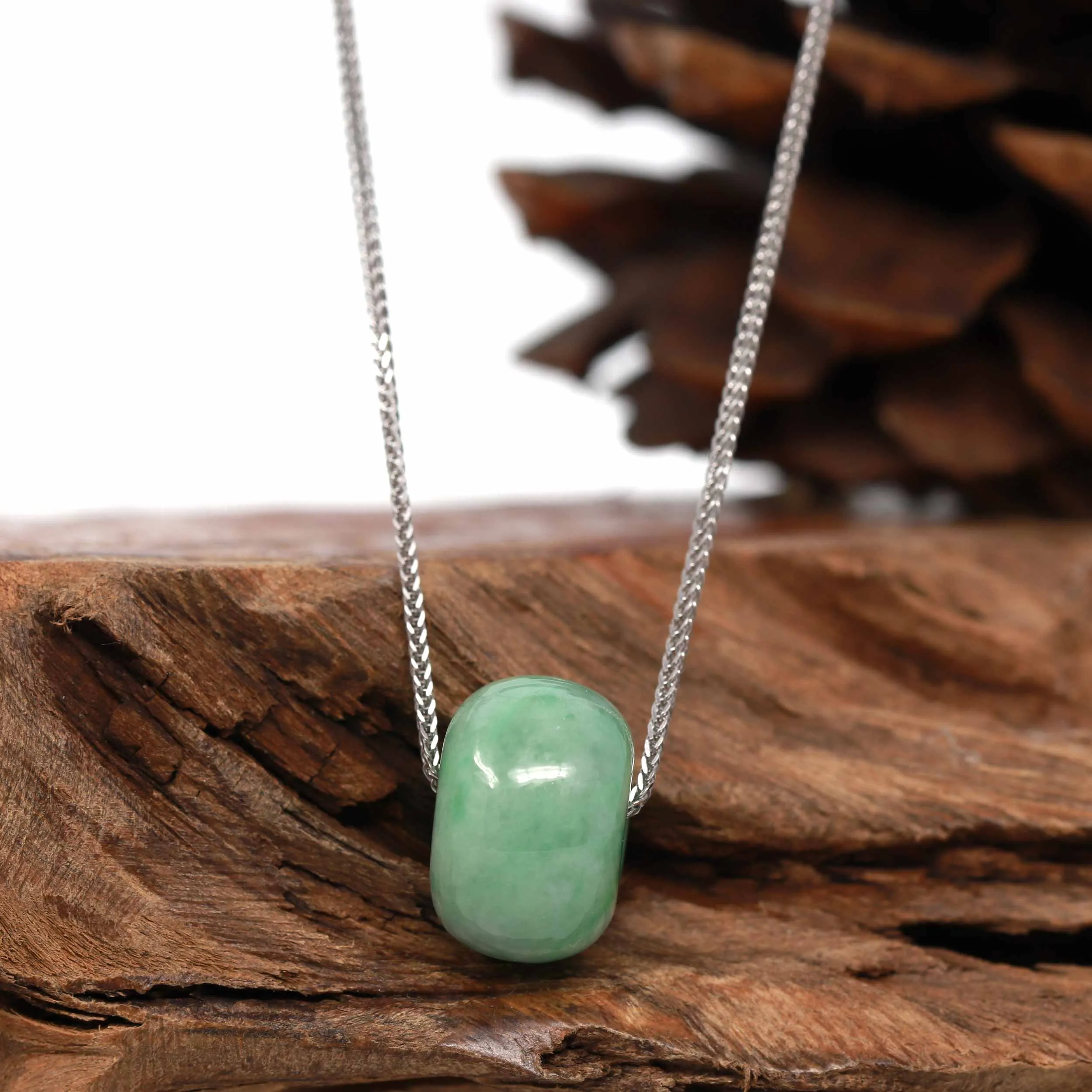 RealJade "Good Luck Button" Necklace Real Rich Green Jade Lucky KouKou Pendant Necklace