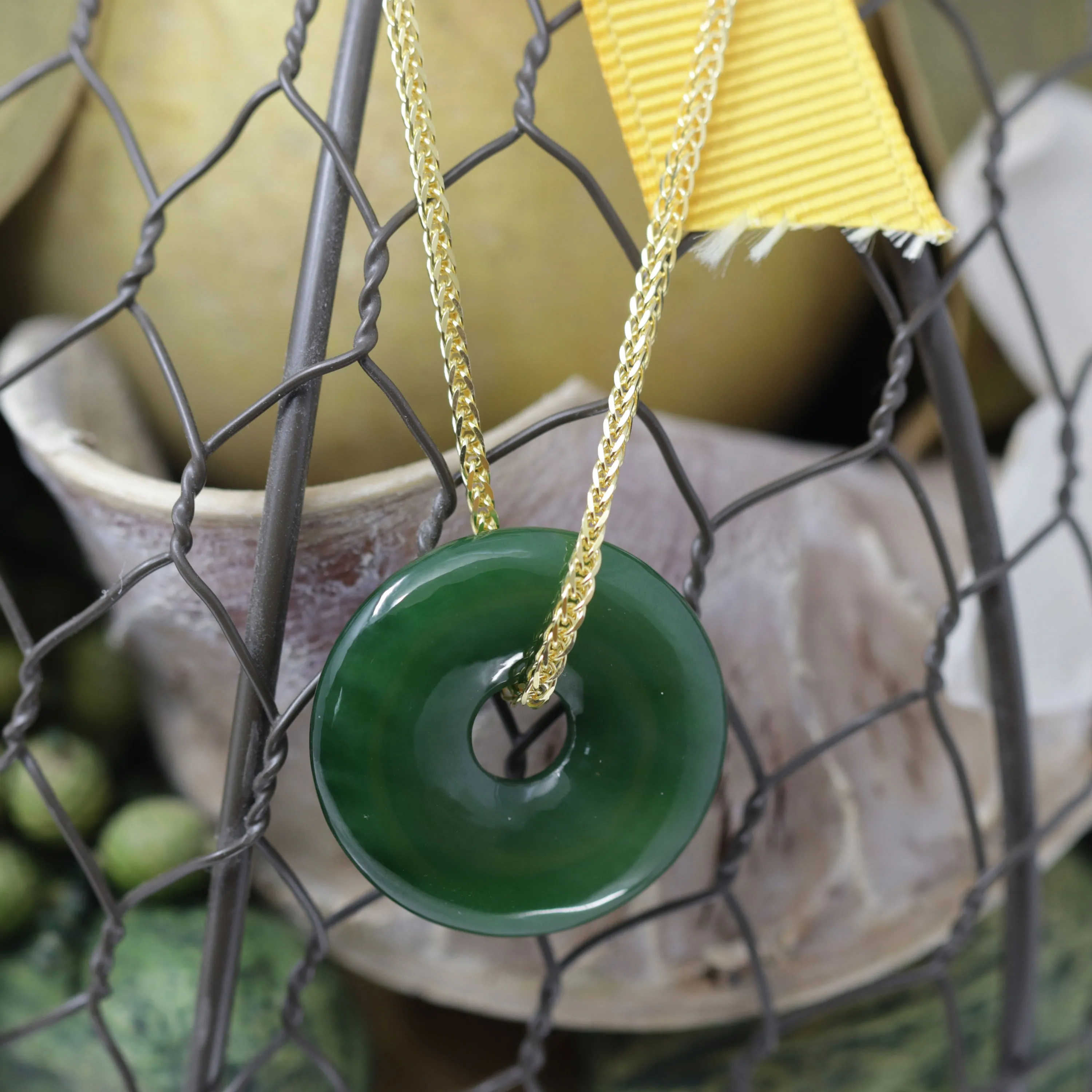 RealJade® "Good Luck Button" Necklace – Represents Wealth, and Good Fortune Natural Nephrite Jade Necklace