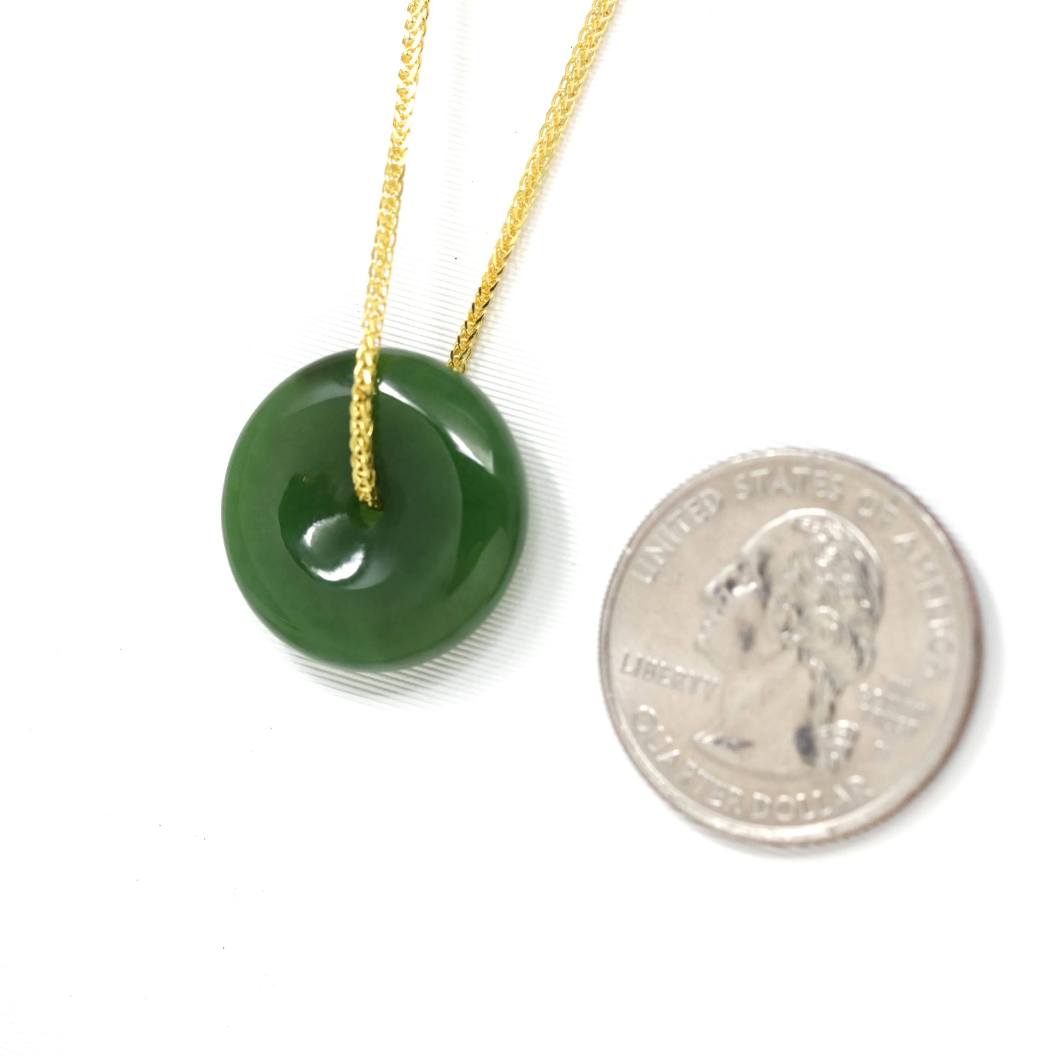 RealJade® "Good Luck Button" Necklace – Represents Wealth, and Good Fortune Natural Nephrite Jade Necklace