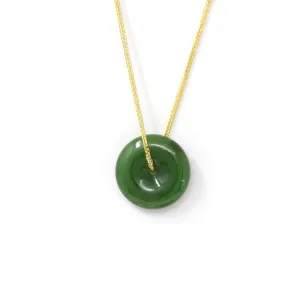 RealJade® "Good Luck Button" Necklace – Represents Wealth, and Good Fortune Natural Nephrite Jade Necklace