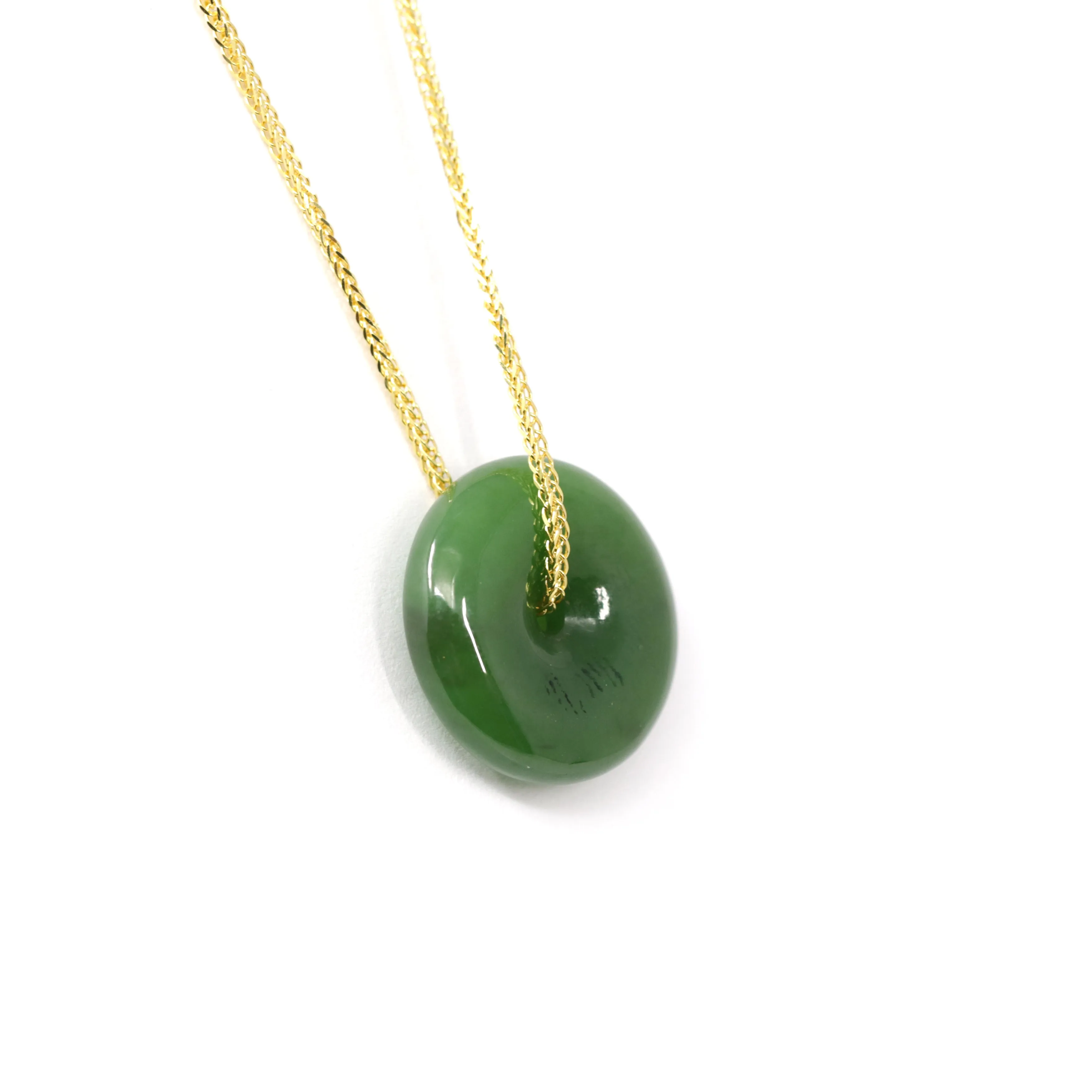RealJade® "Good Luck Button" Necklace – Represents Wealth, and Good Fortune Natural Nephrite Jade Necklace