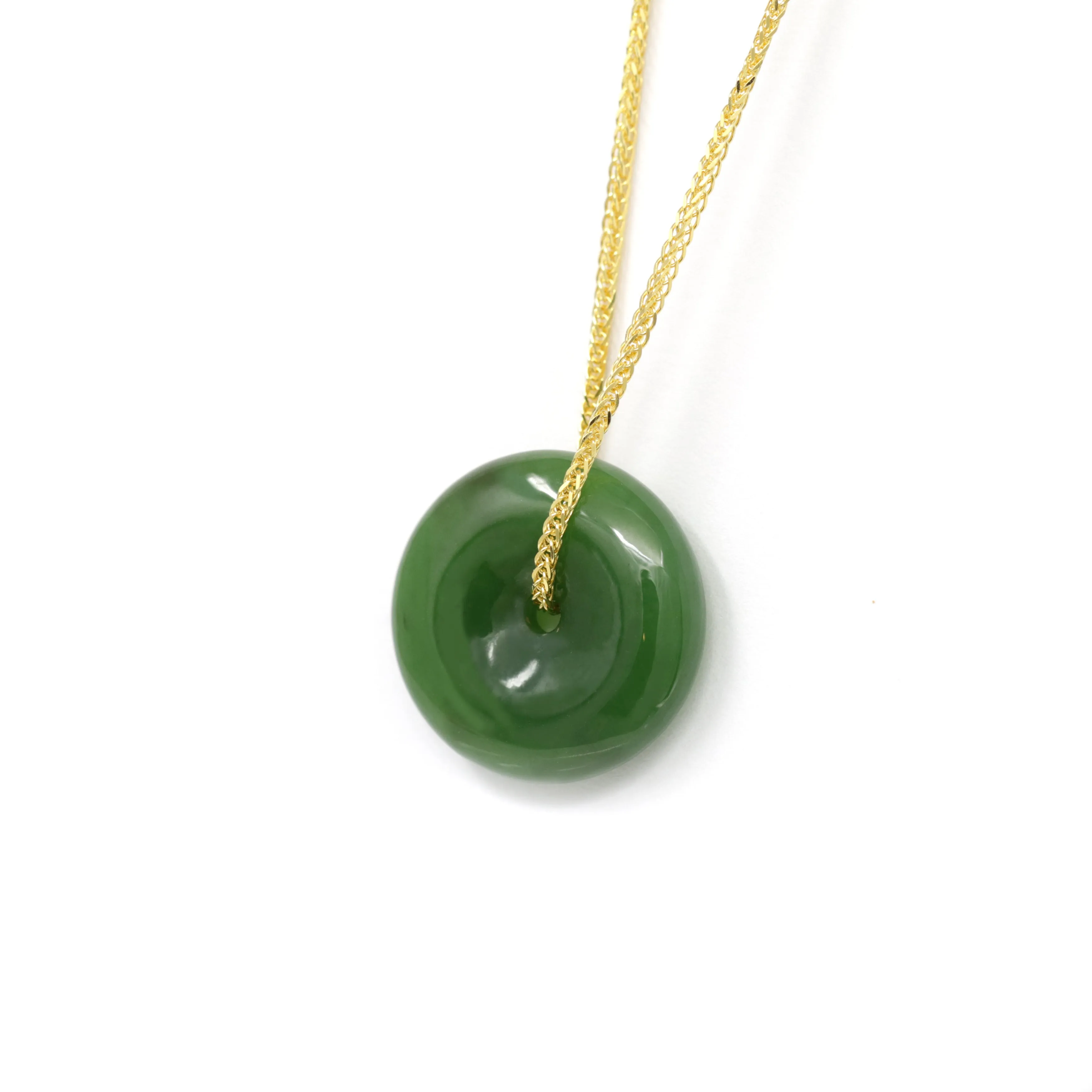 RealJade® "Good Luck Button" Necklace – Represents Wealth, and Good Fortune Natural Nephrite Jade Necklace