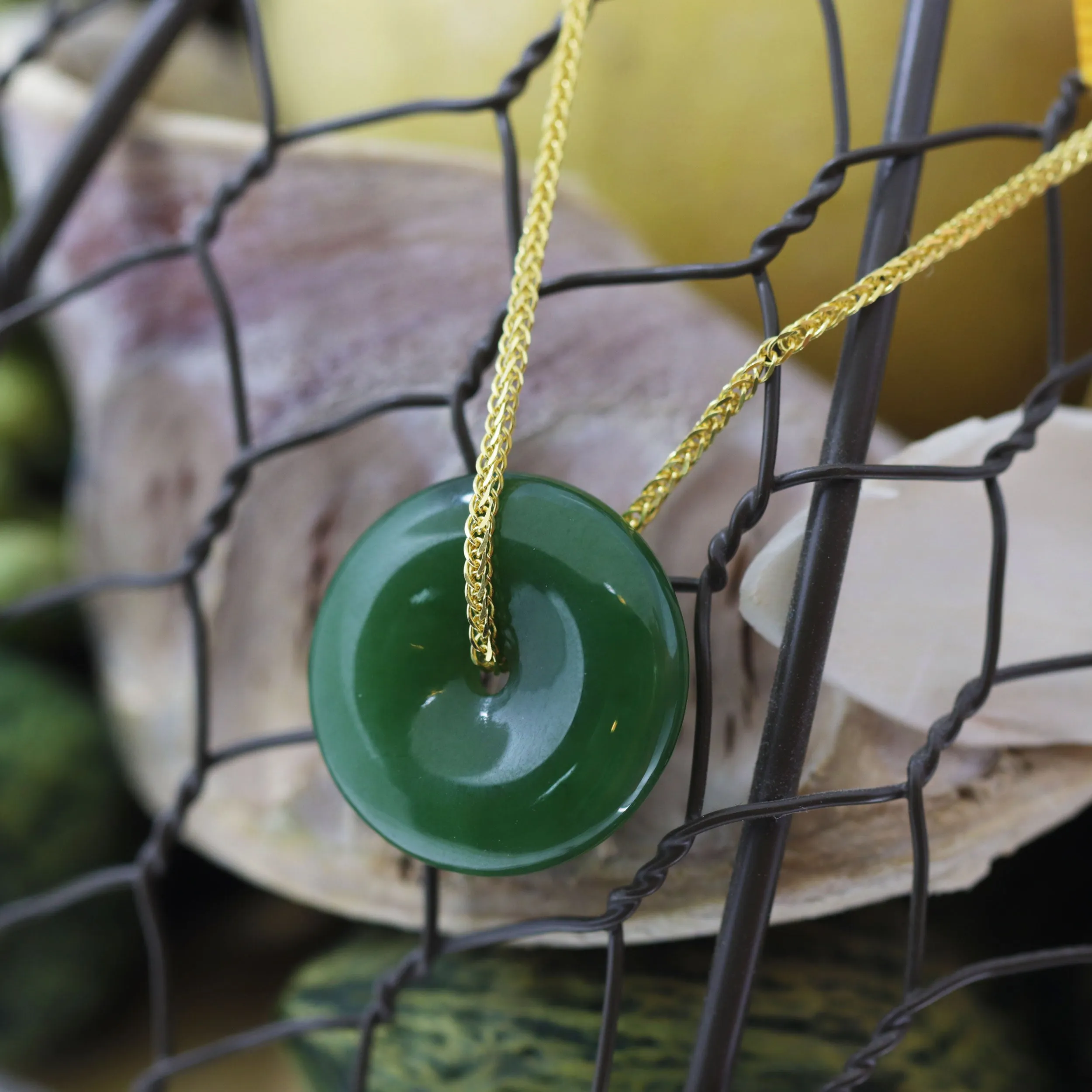 RealJade® "Good Luck Button" Necklace – Represents Wealth, and Good Fortune Natural Nephrite Jade Necklace