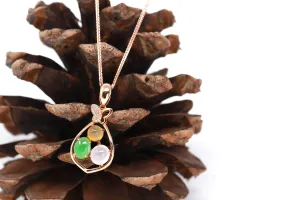RealJade® "Money Sack" 18k Rose Gold Multi-Colored Jadeite Jade Diamond Pendant Necklace