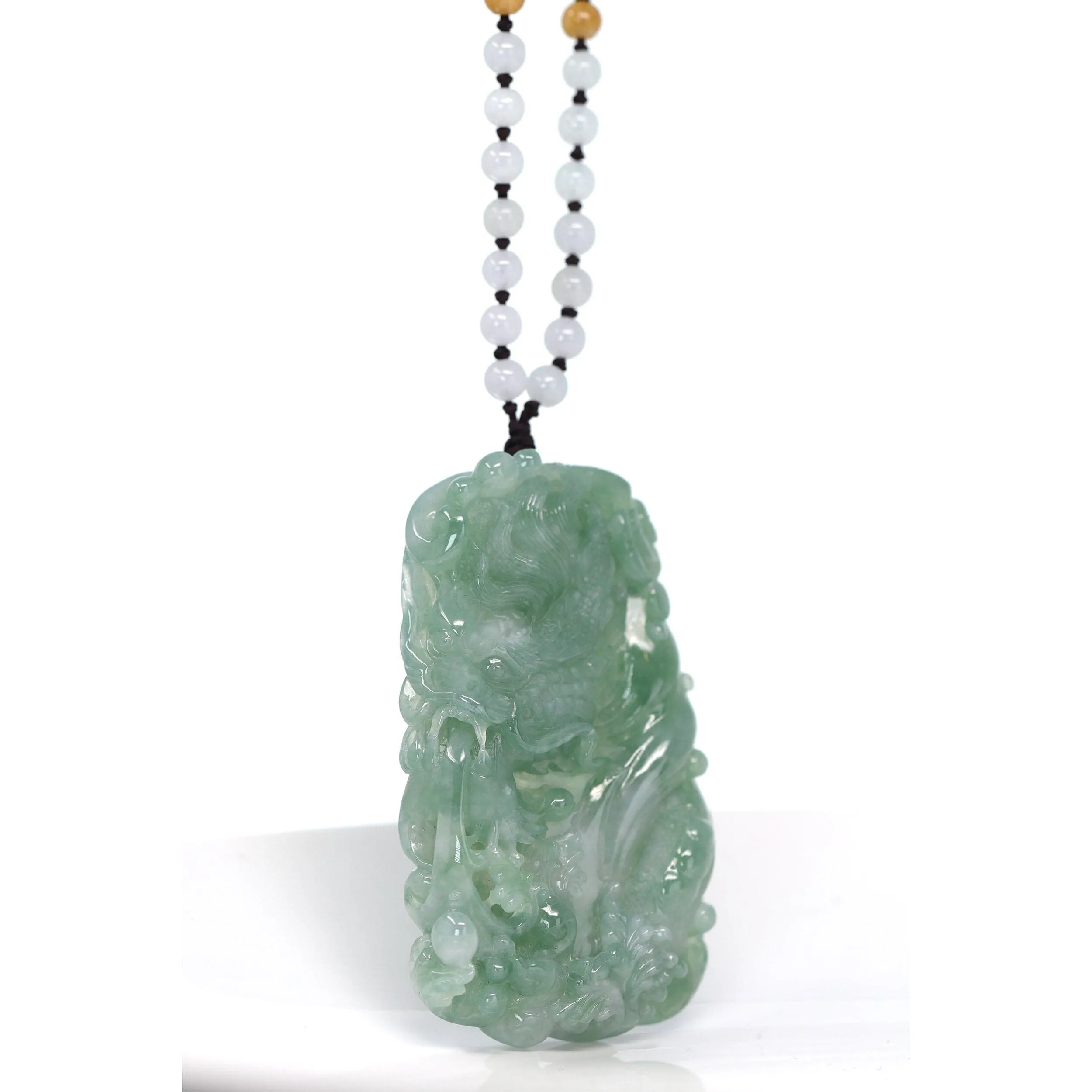 RealJade® "Soaring dragon" Natural Jadeite Jade Blue Green Pendant Necklace For Men, Collectibles