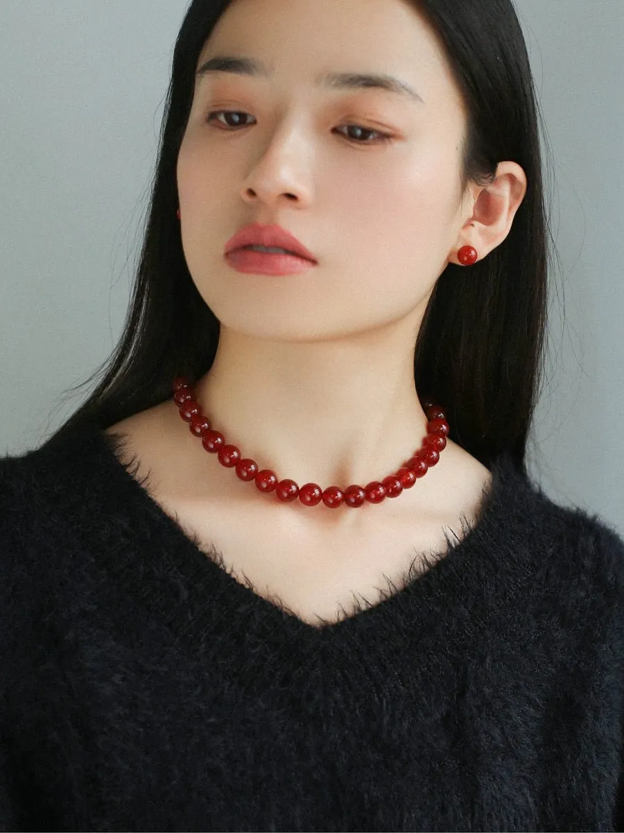 Red Onyx Stud Earrings