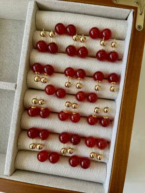 Red Onyx Stud Earrings