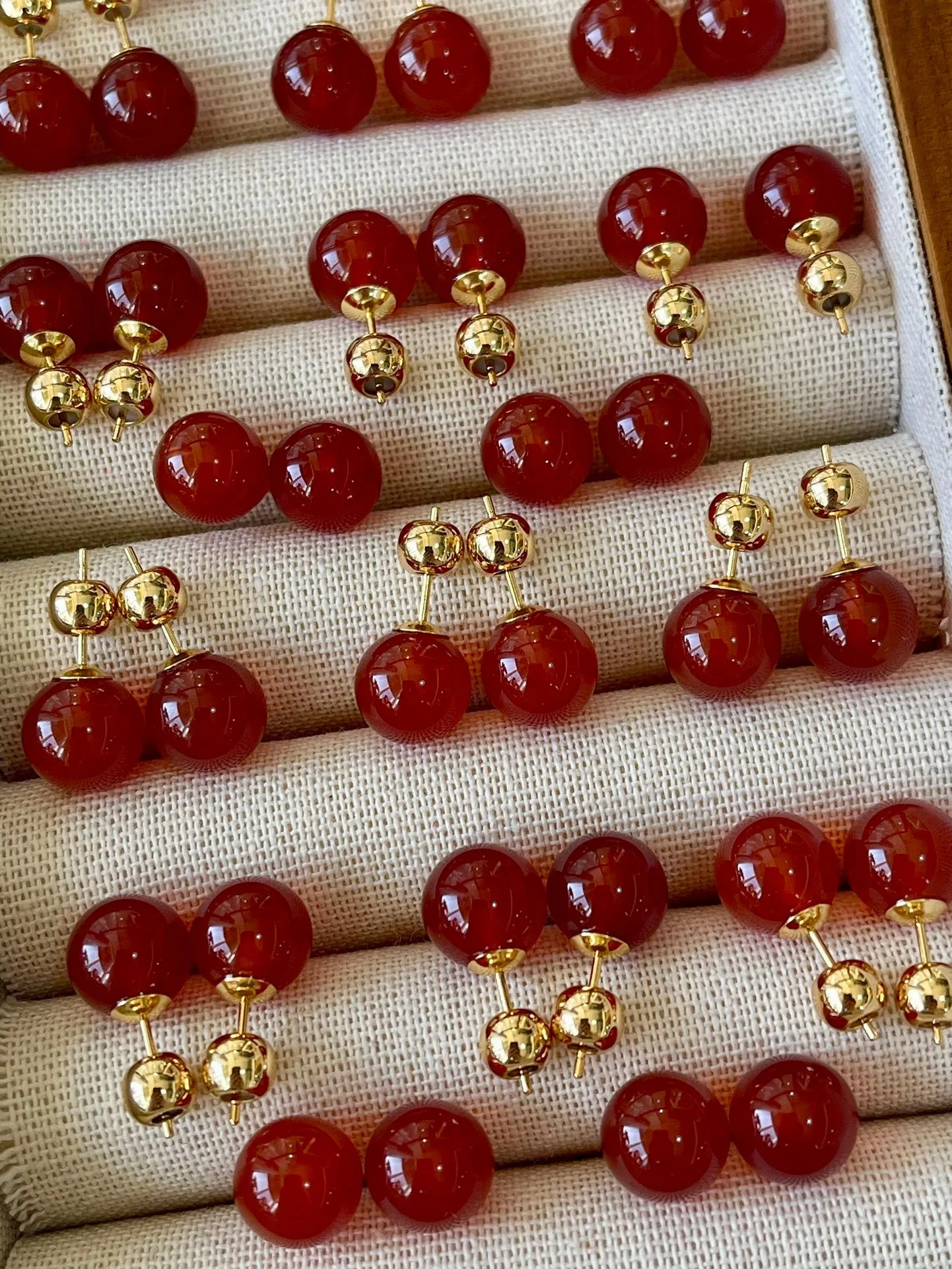 Red Onyx Stud Earrings