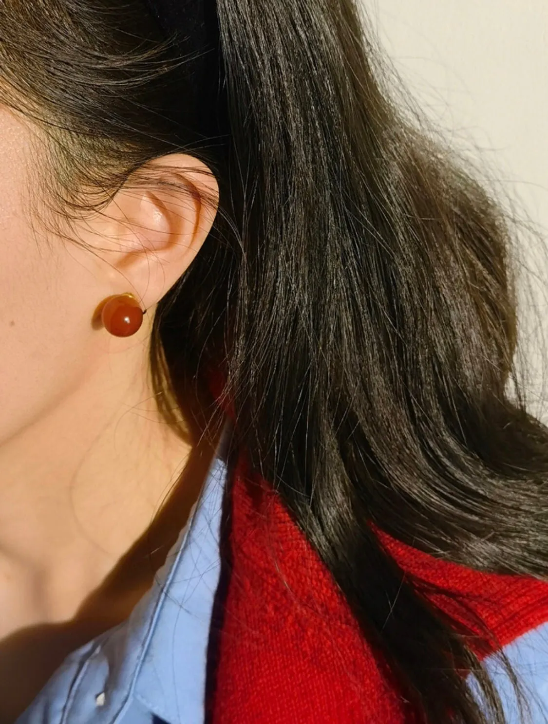 Red Onyx Stud Earrings