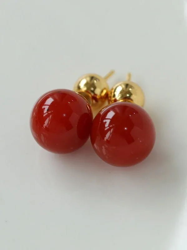 Red Onyx Stud Earrings