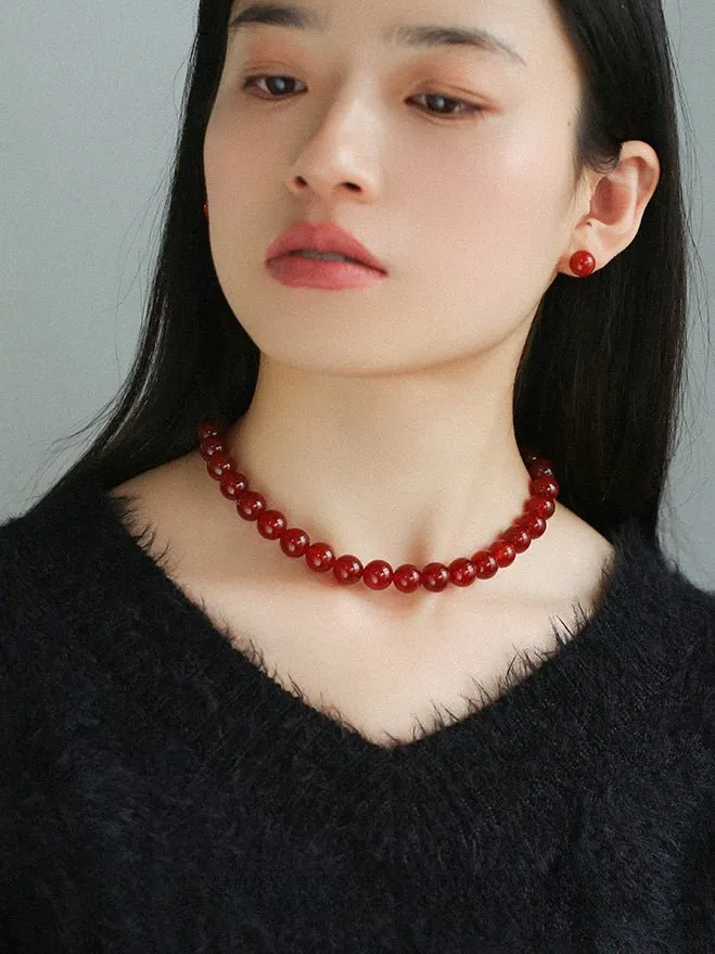 Red Onyx Stud Earrings