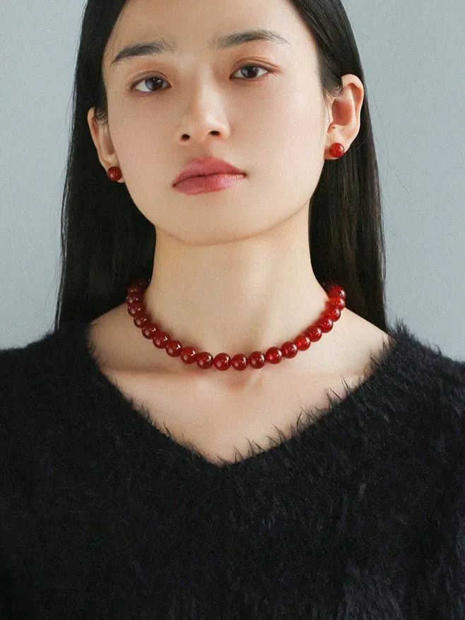 Red Onyx Stud Earrings