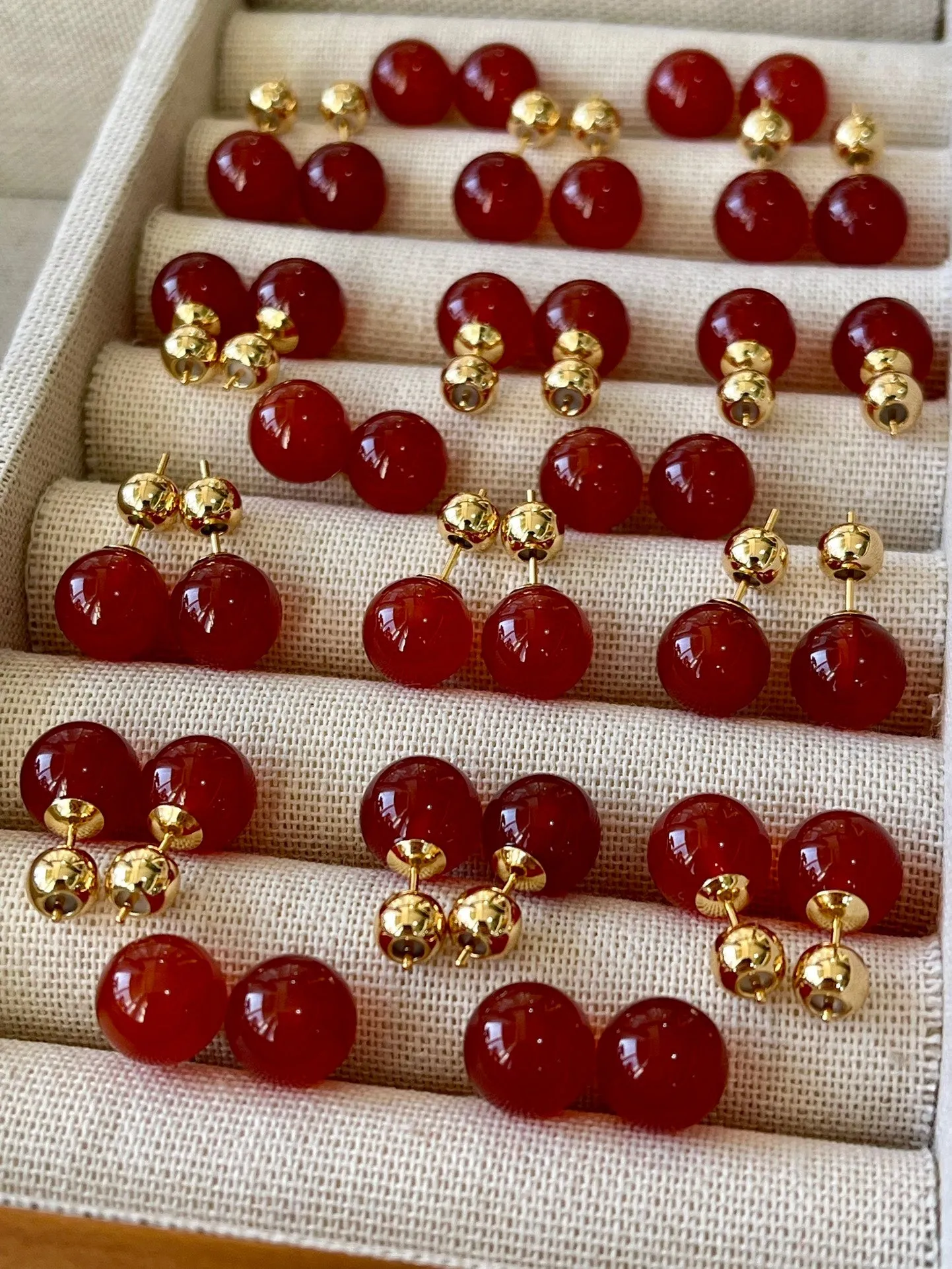 Red Onyx Stud Earrings