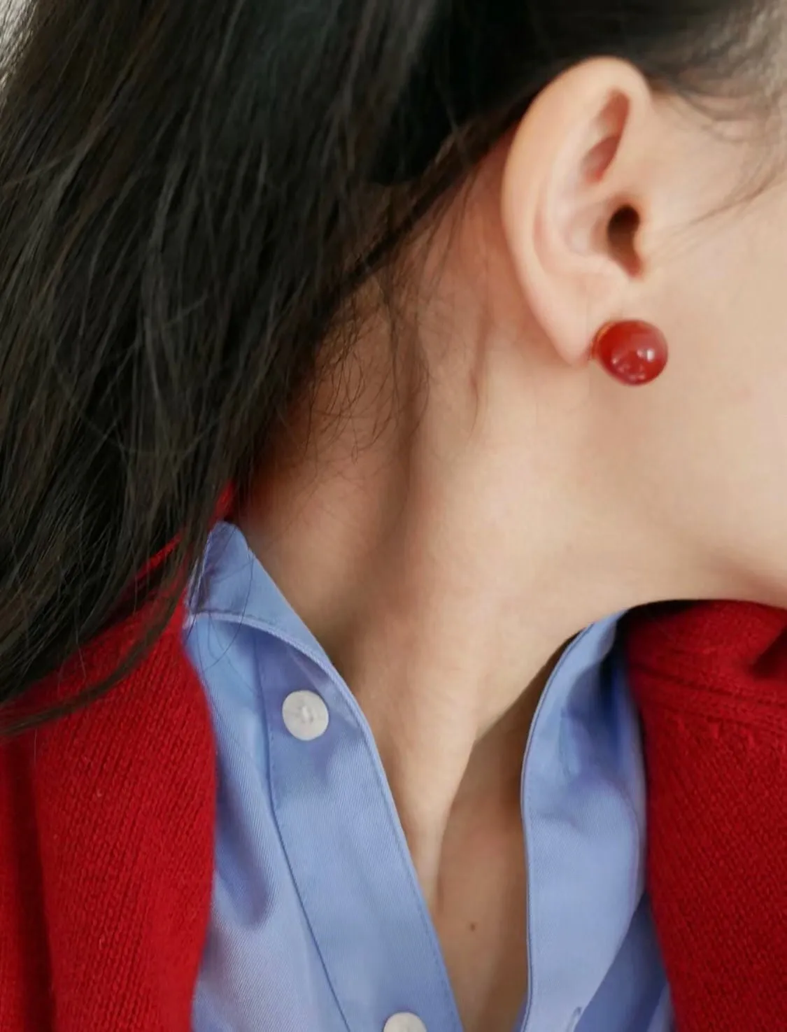 Red Onyx Stud Earrings