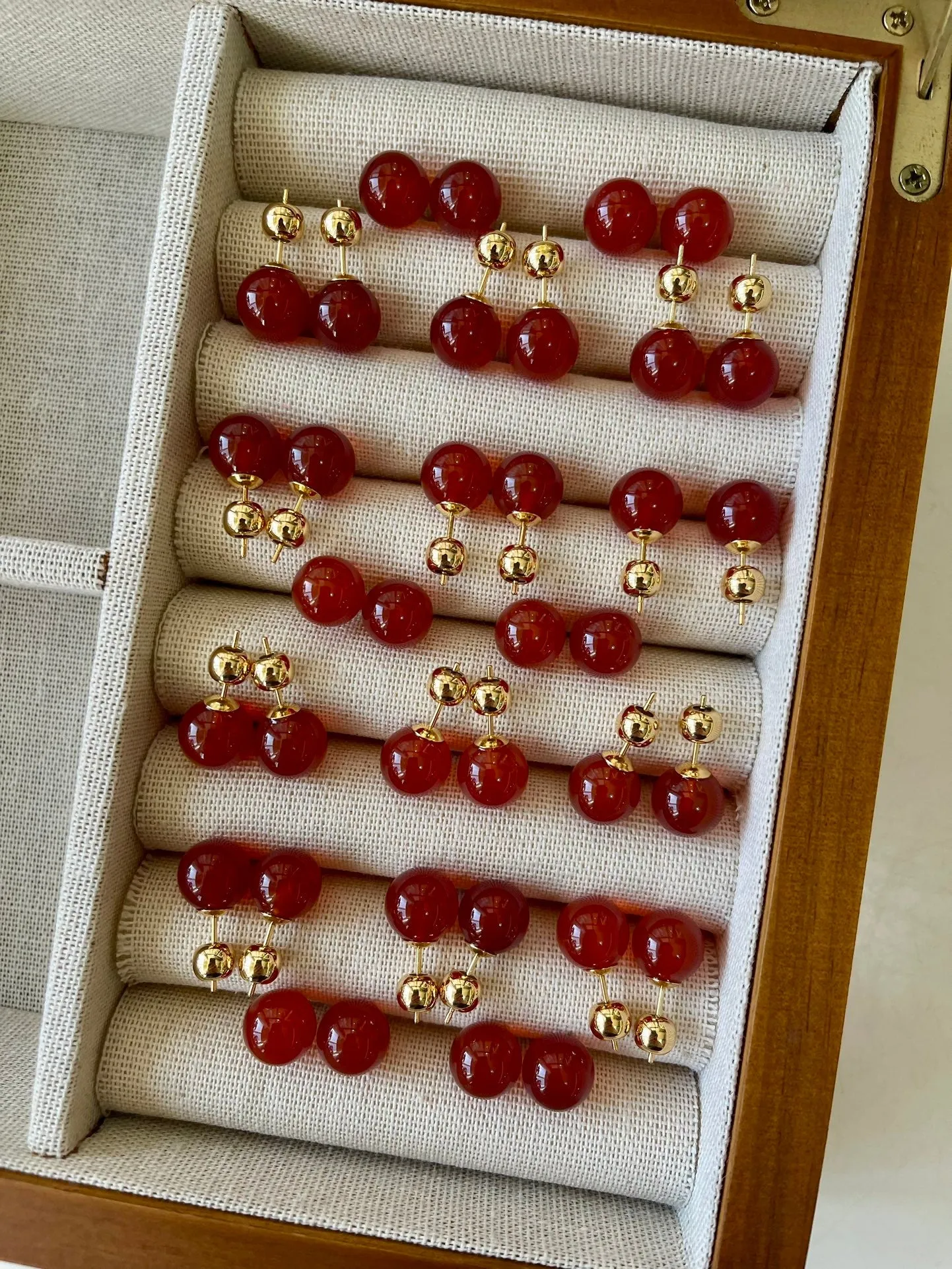 Red Onyx Stud Earrings