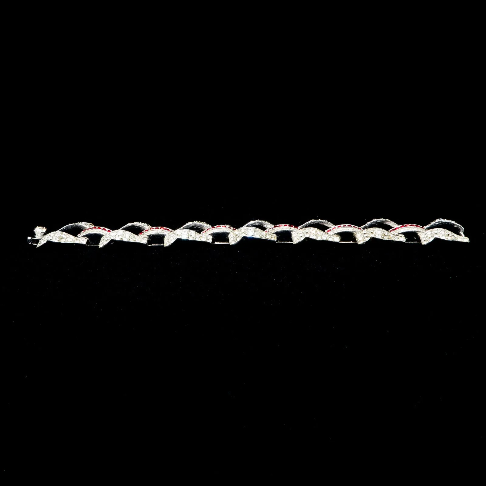 Red Rhinestone Sterling Silver Bracelet