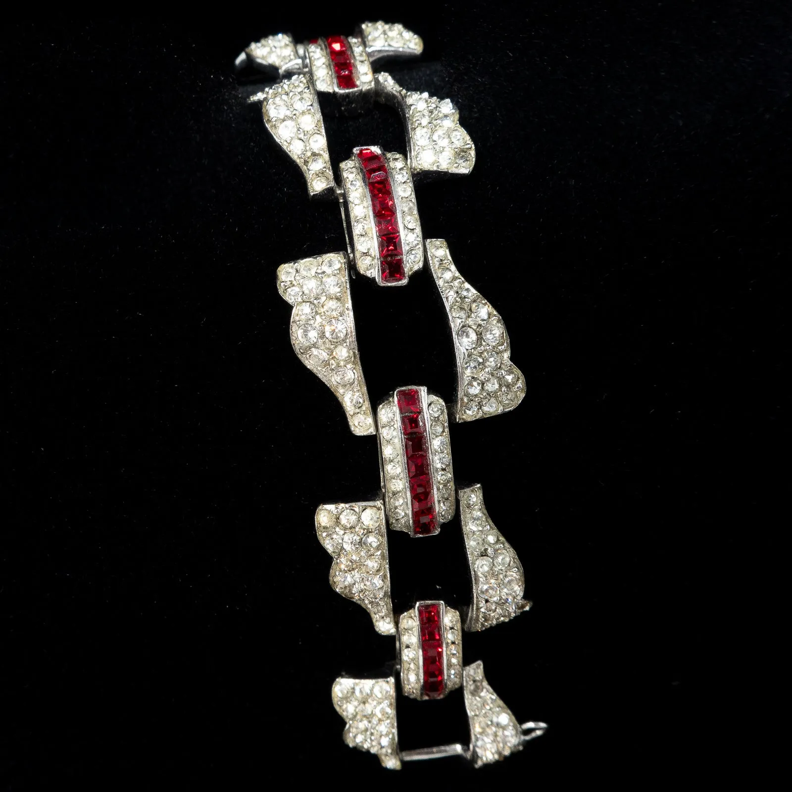Red Rhinestone Sterling Silver Bracelet