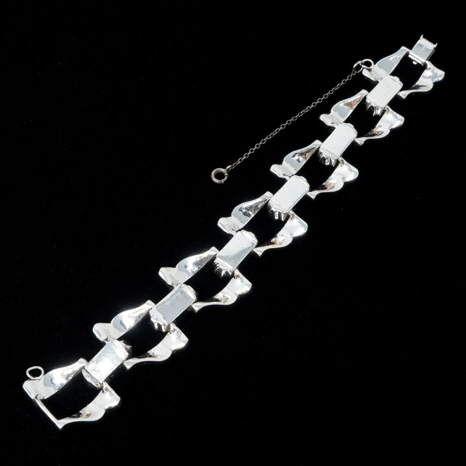 Red Rhinestone Sterling Silver Bracelet
