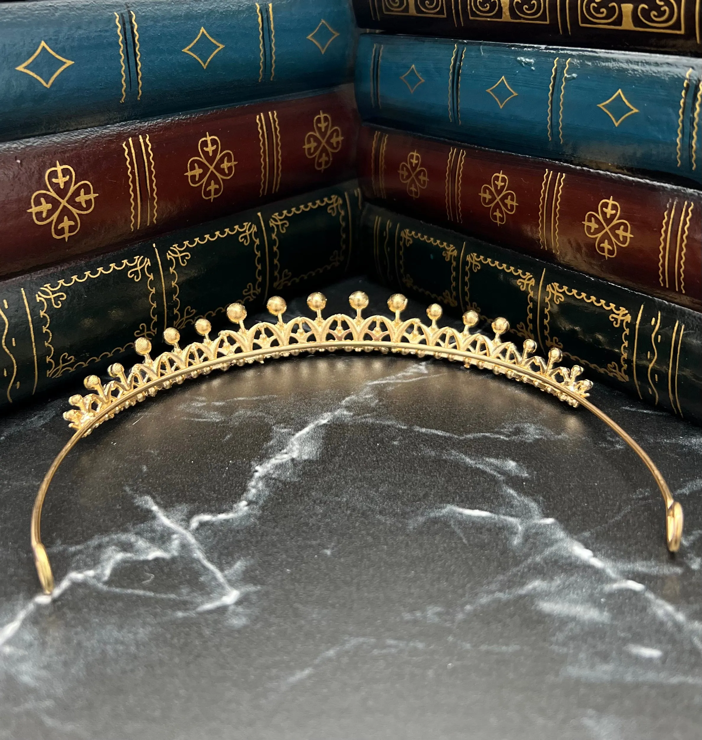 Rory's Tiara in Gold with Purple Maroon Color Crystals