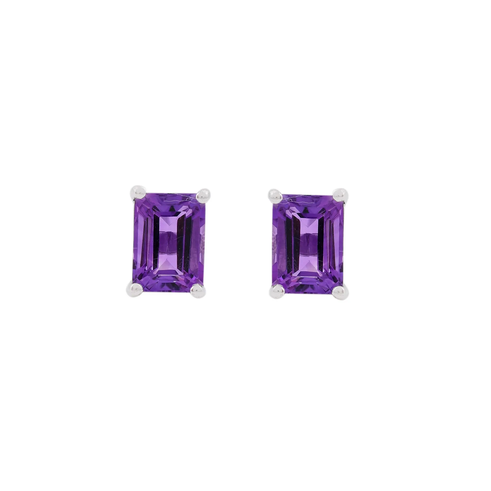 Silver Amethyst Stud Earrings