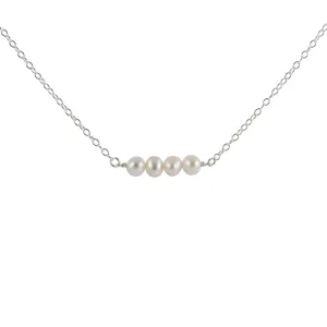 Silver Necklace with Freshwater Pearl Link