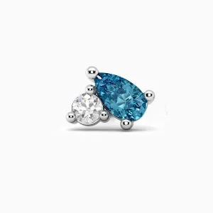 Single Petie Stud Natural Topaz and Diamond  Simulant - Irosk ®