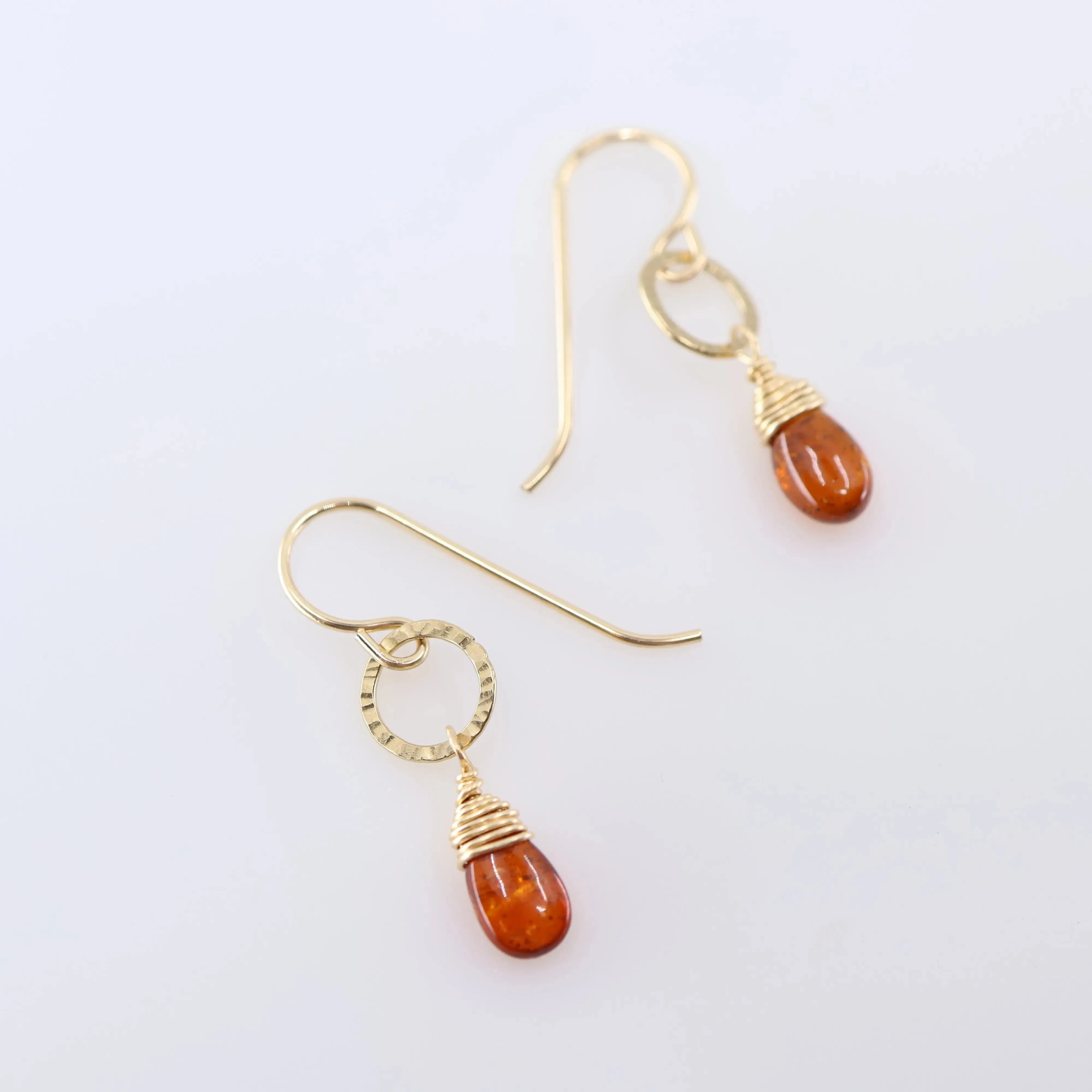 Small Orange Kyanite Teardrop Earrings