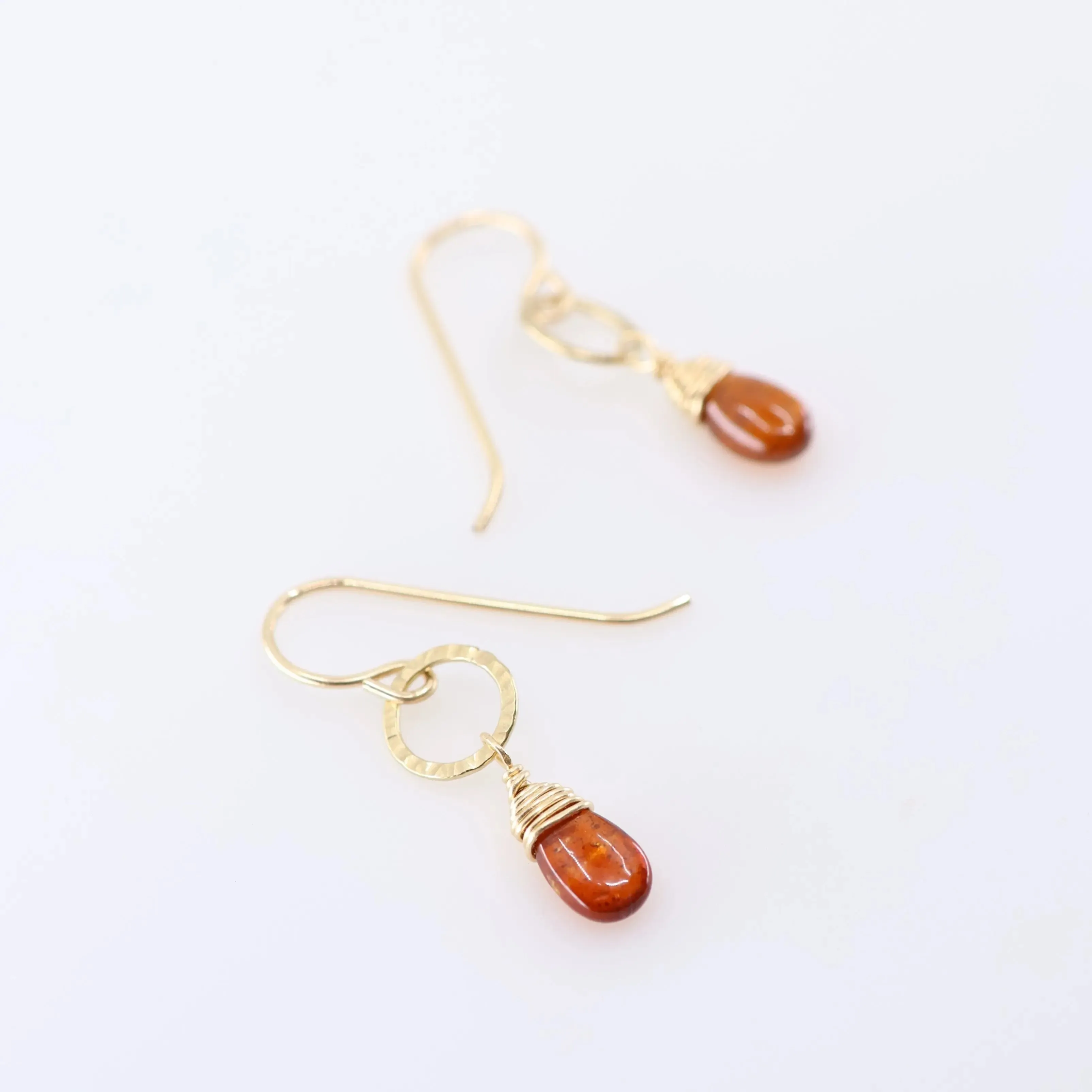 Small Orange Kyanite Teardrop Earrings